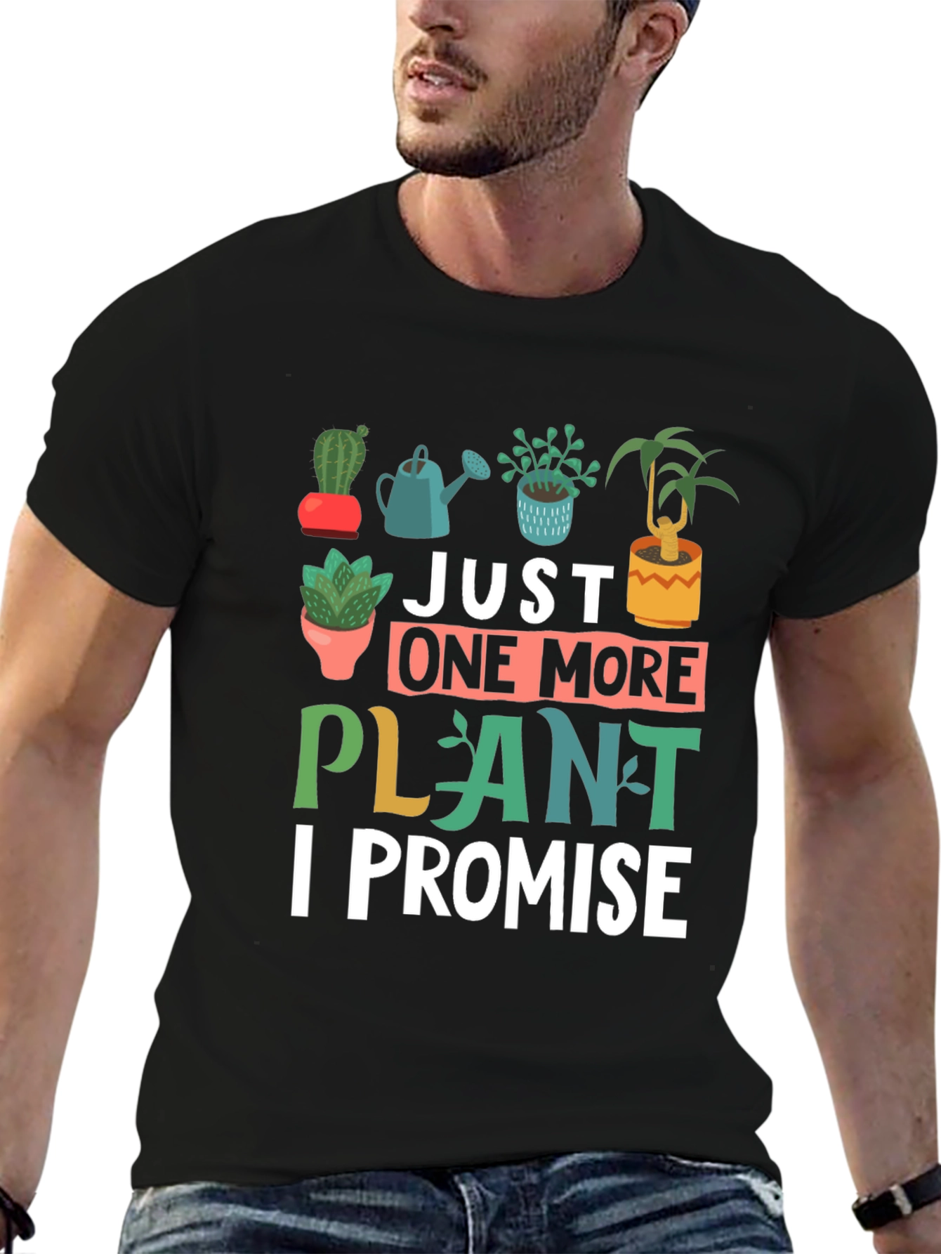 Just One More Plant Graphic Tee - Black Cotton Shirt