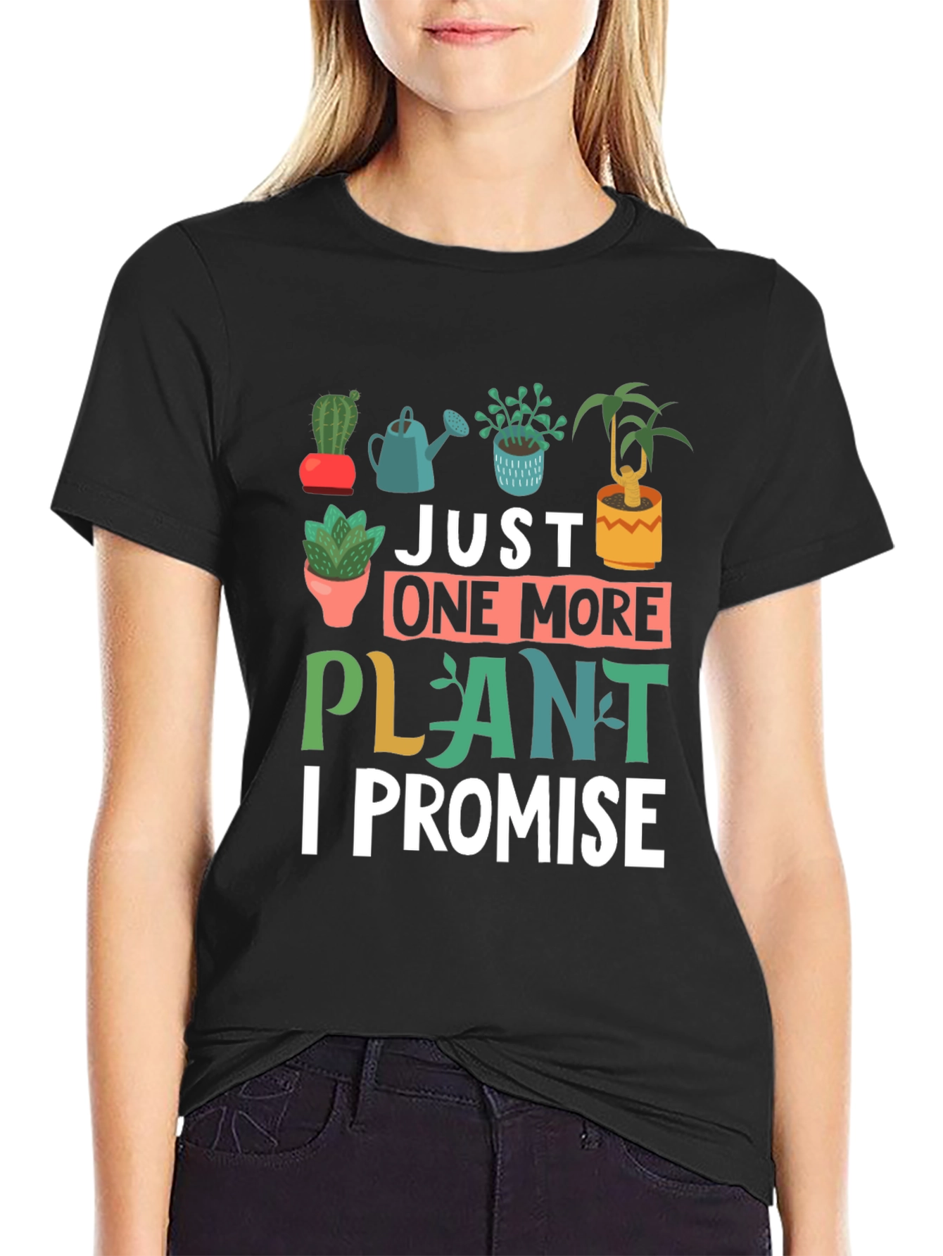 Just One More Plant Graphic Tee - Black Cotton Shirt