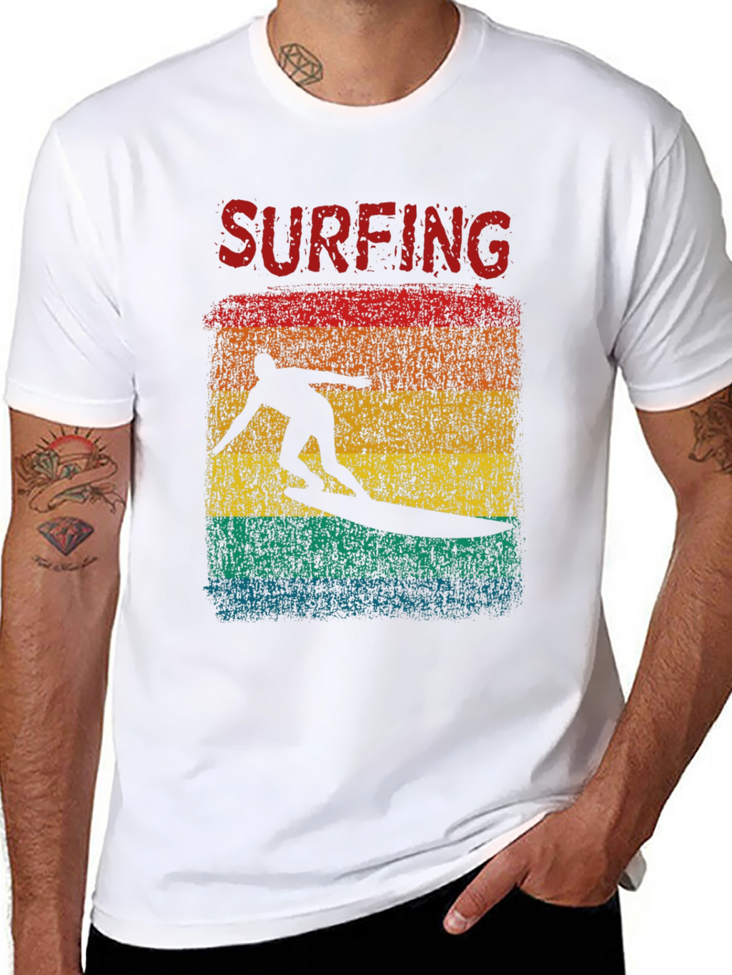 Surfing Retro Graphic Tee - Black
