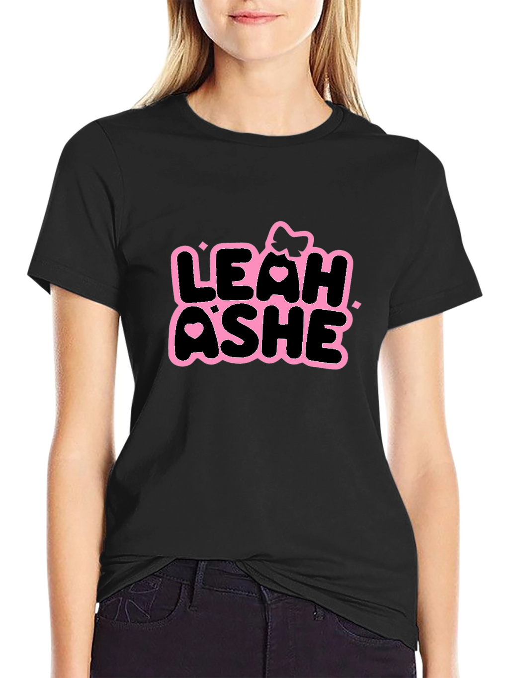 Leah Ashe Black T-Shirt - Graphic Print