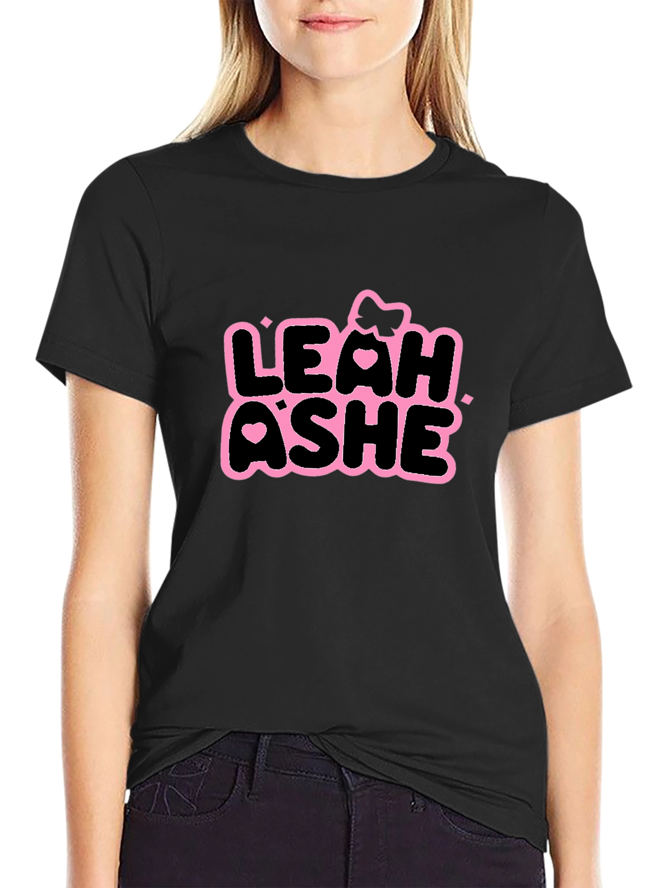 Leah Ashe Black T-Shirt - Graphic Print