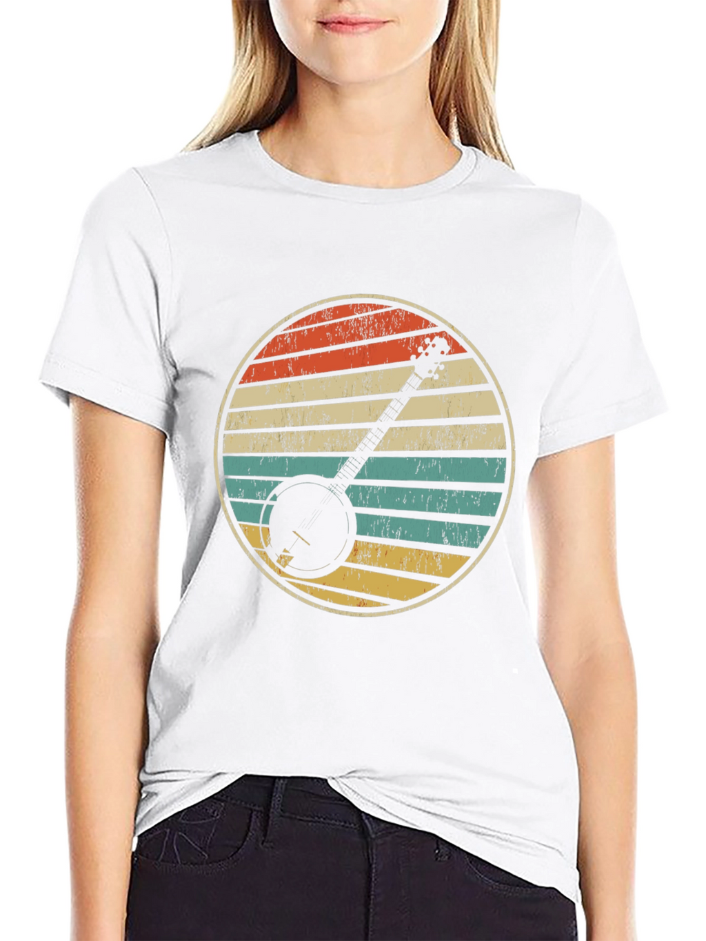 Retro Banjo Sunset Graphic T-Shirt