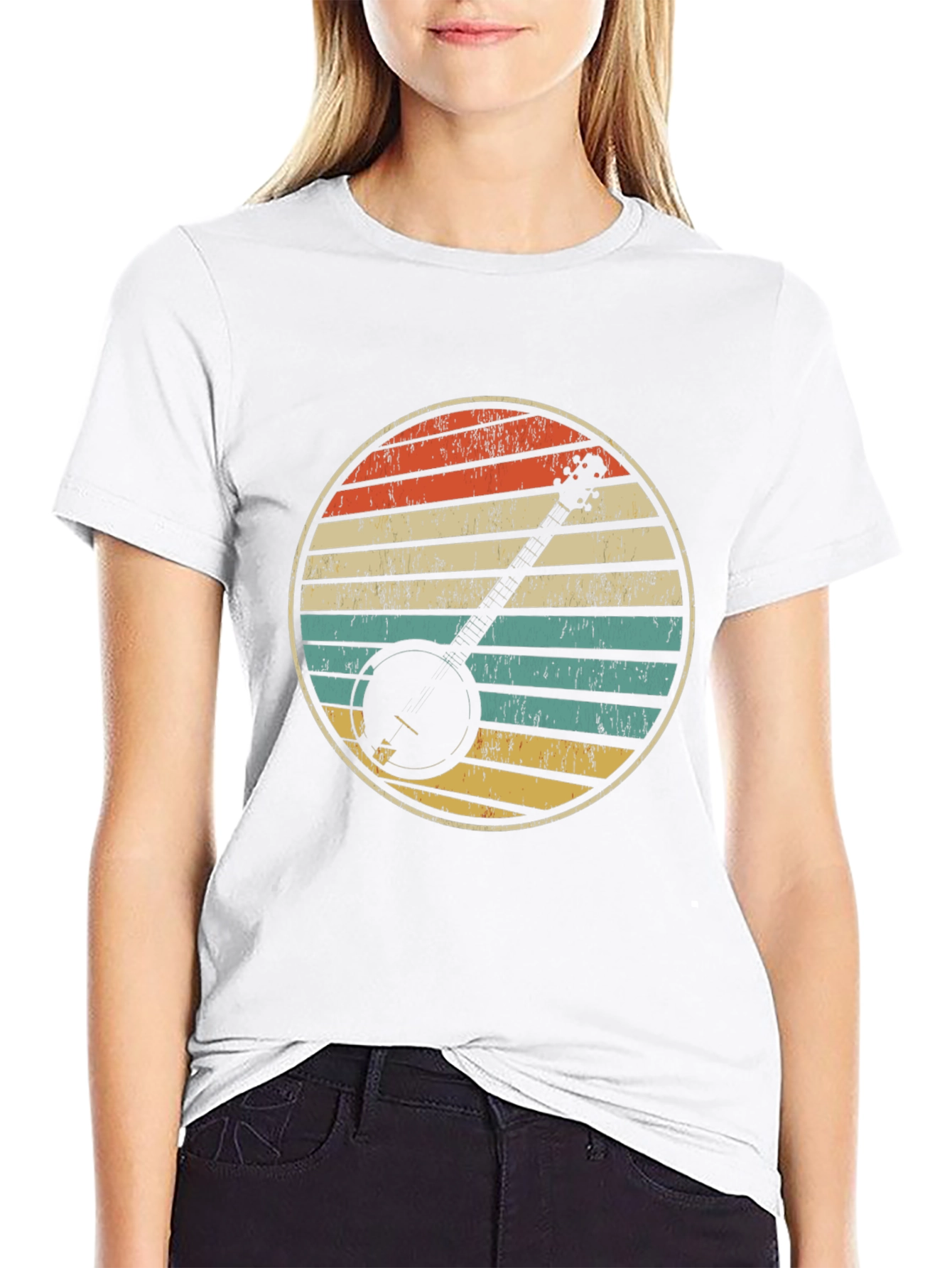 Retro Banjo Sunset Graphic T-Shirt
