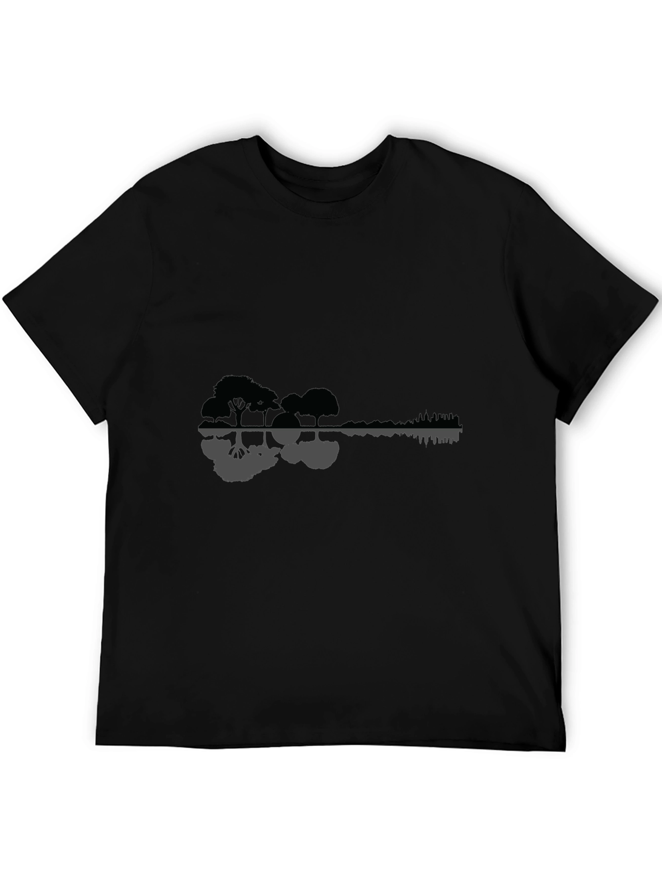 Nature Guitar Graphic Tee - Black Cotton Blend