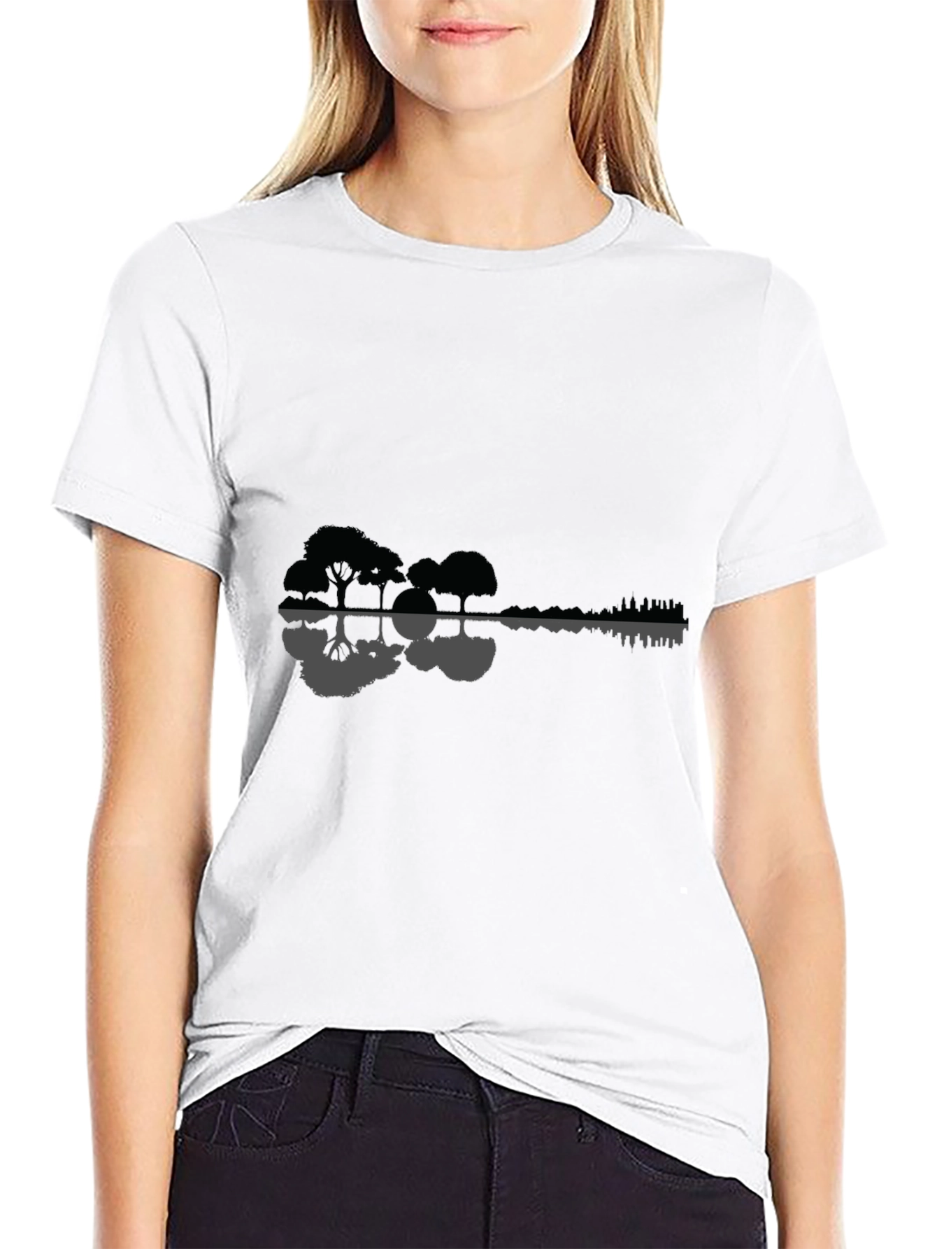 Nature Guitar Graphic Tee - Black Cotton Blend