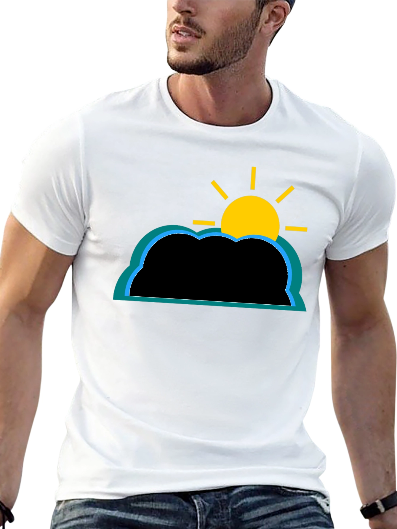 Cloud and Sun Graphic T-Shirt - Black