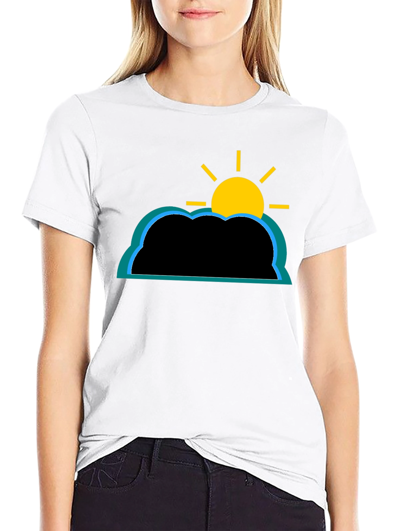 Cloud and Sun Graphic T-Shirt - Black