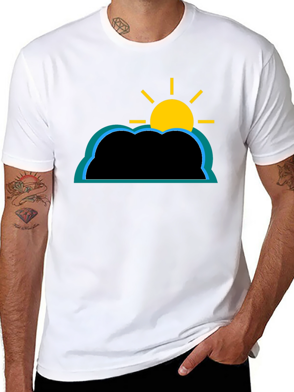 Cloud and Sun Graphic T-Shirt - Black