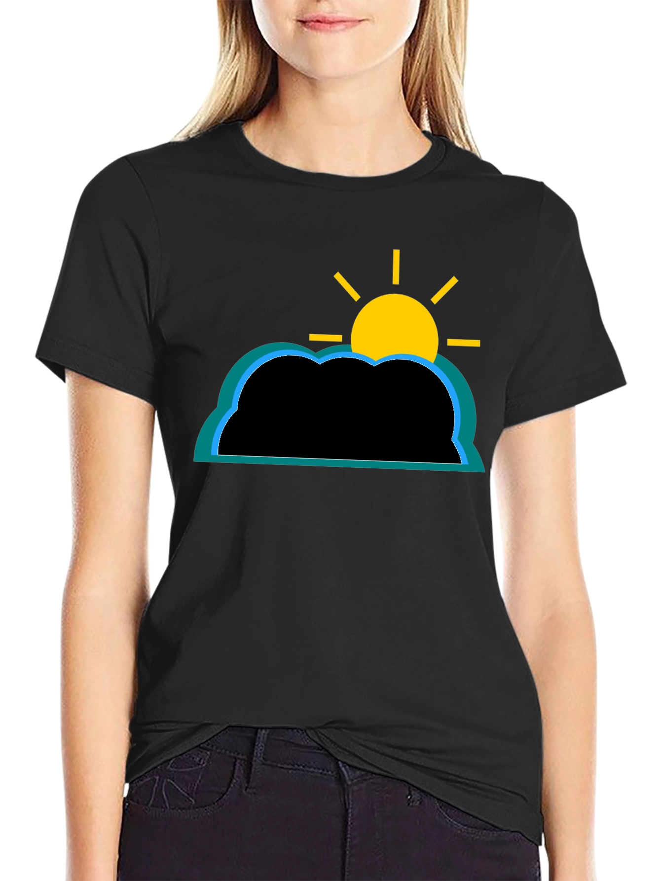 Cloud and Sun Graphic T-Shirt - Black