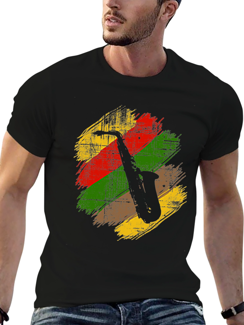Saxophone Rasta Reggae Style T-Shirt