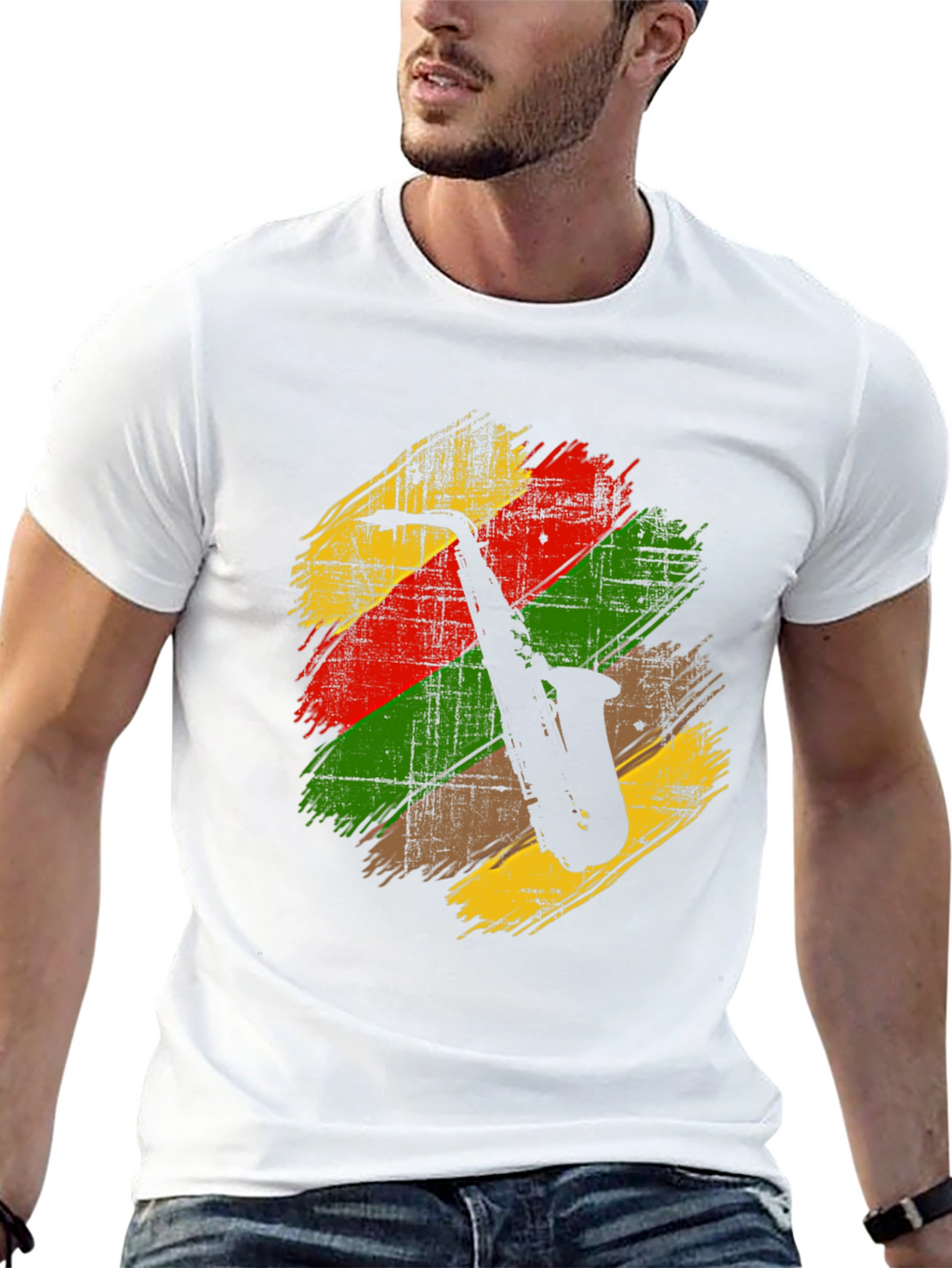 Saxophone Rasta Reggae Style T-Shirt