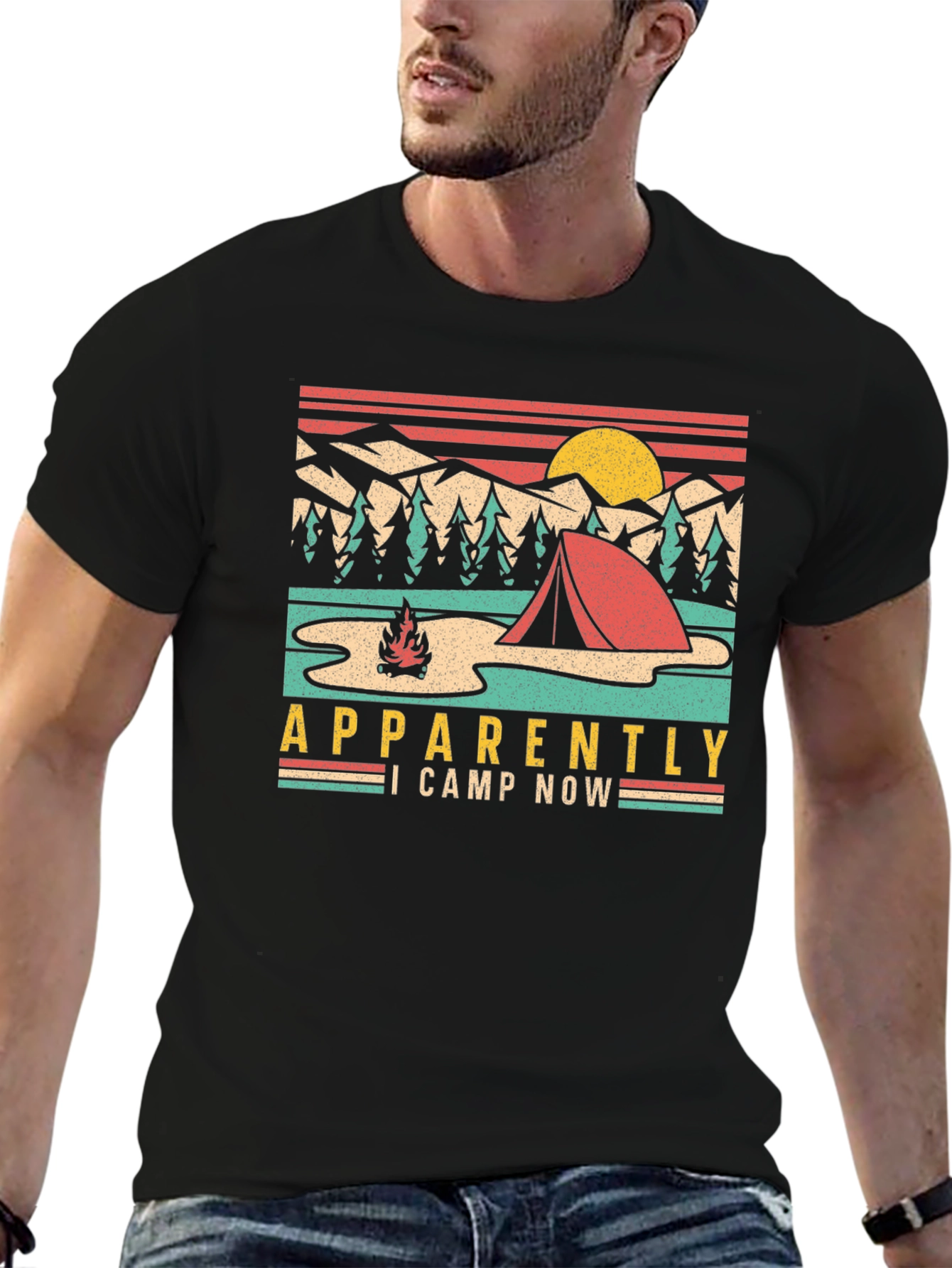 Camping T-Shirt: Apparently I Camp Now Retro Design