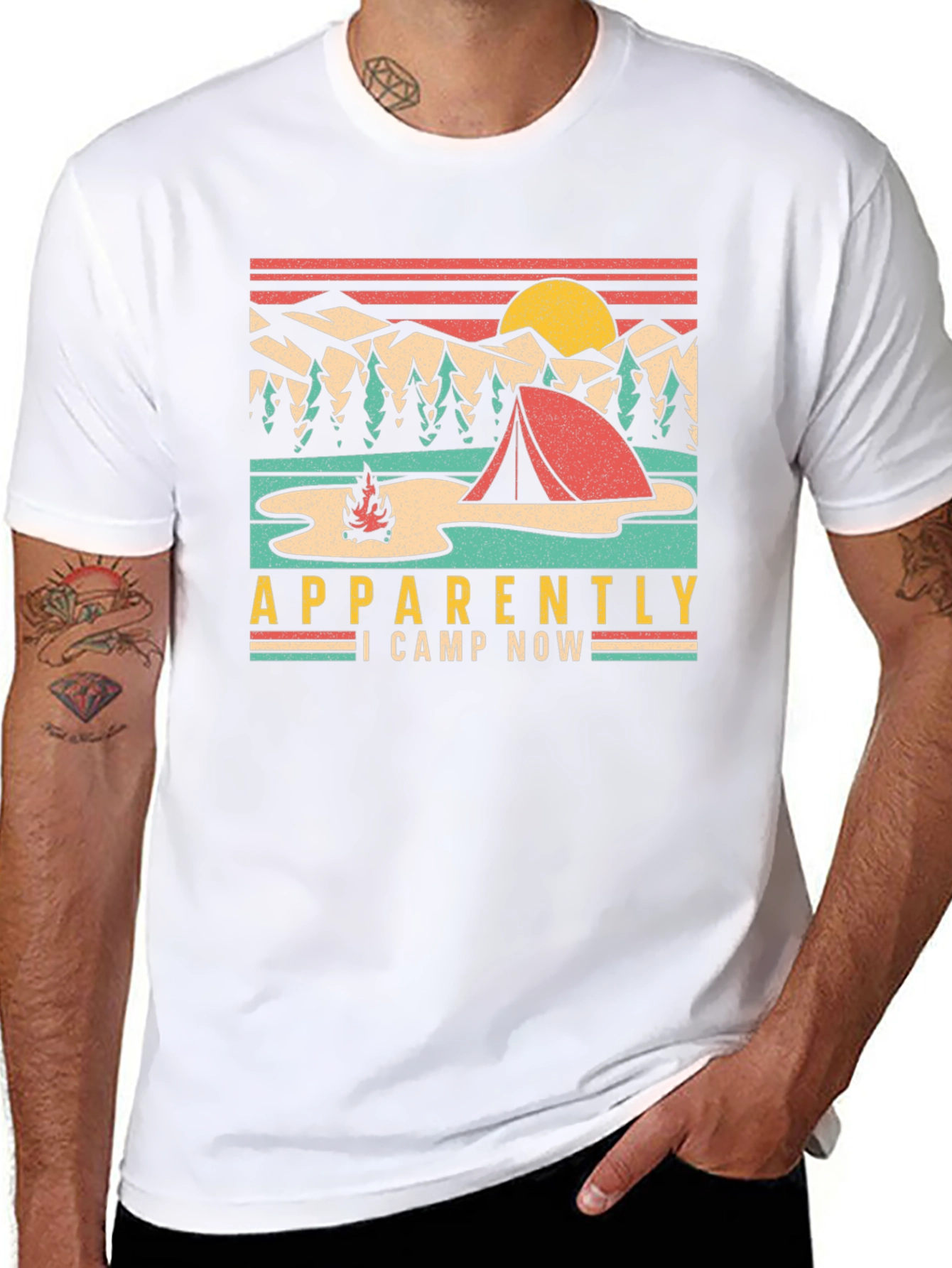 Camping T-Shirt: Apparently I Camp Now Retro Design