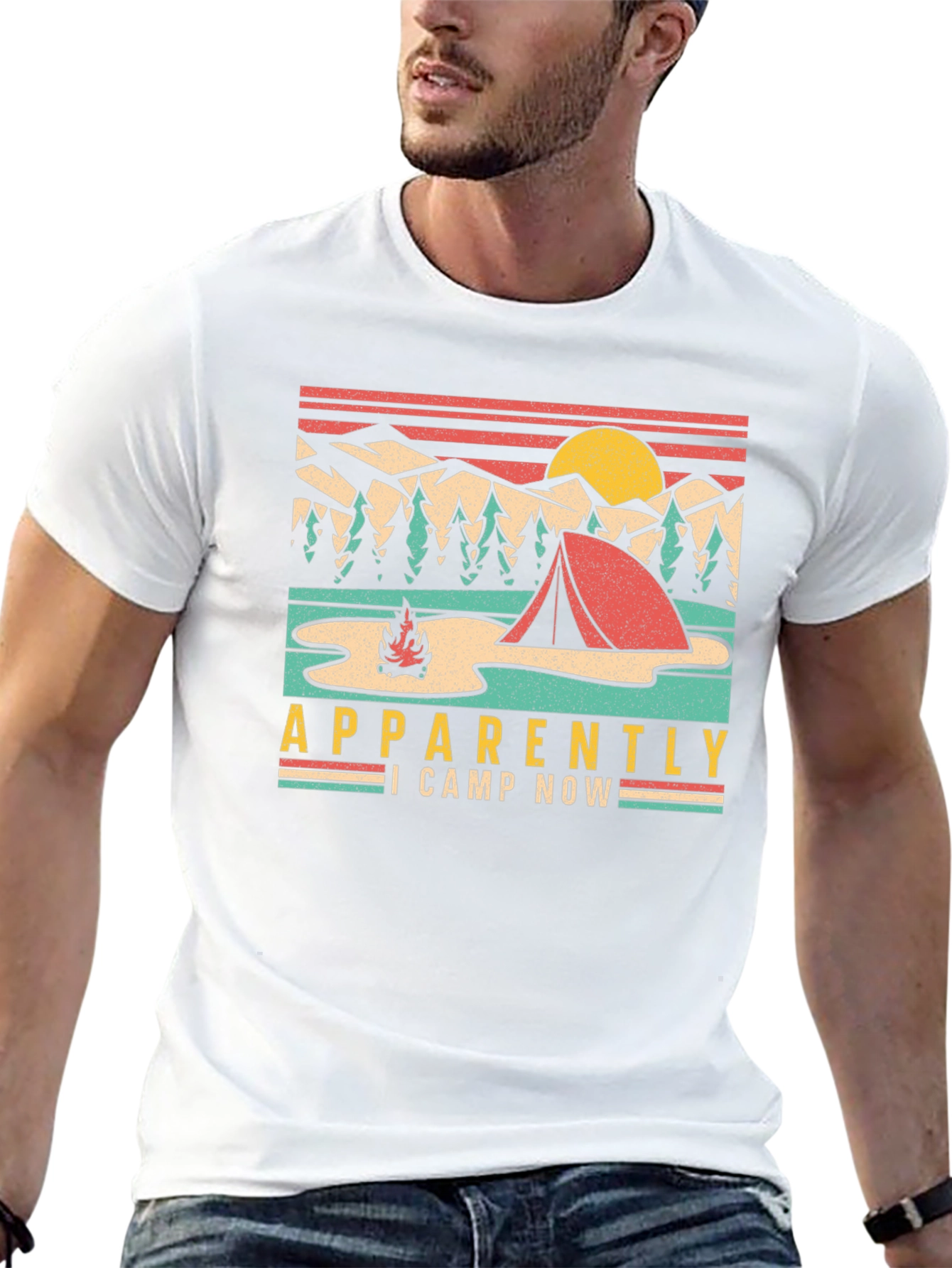 Camping T-Shirt: Apparently I Camp Now Retro Design