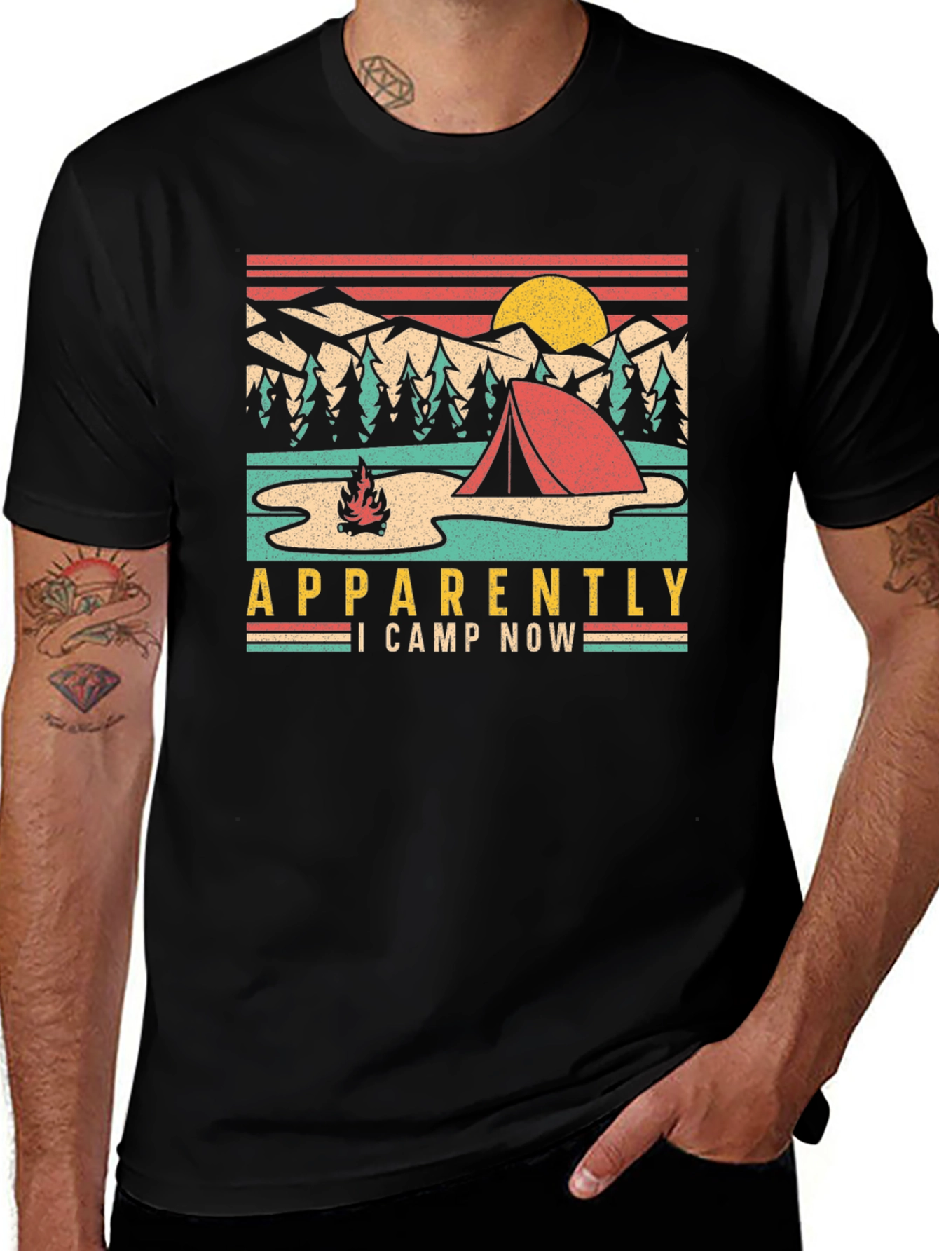 Camping T-Shirt: Apparently I Camp Now Retro Design
