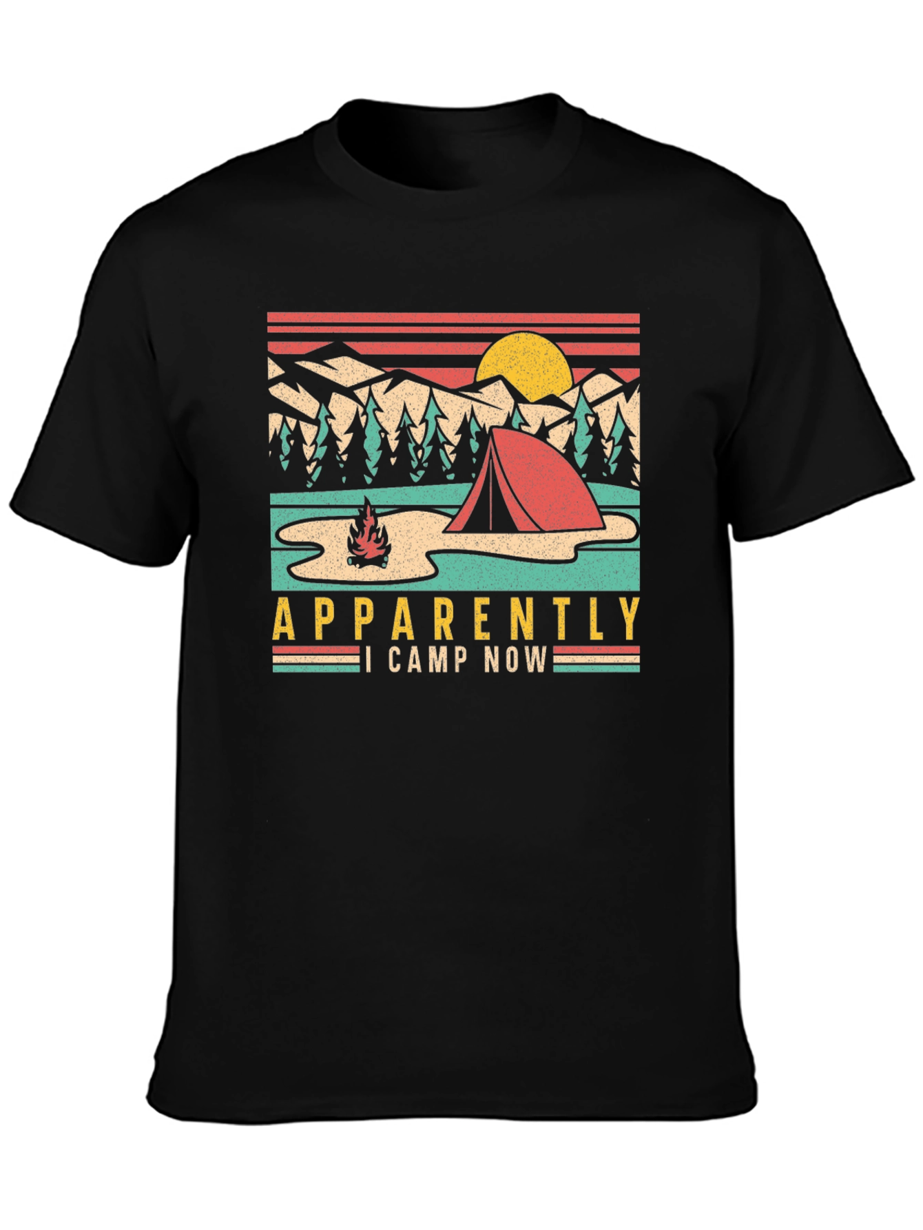 Camping T-Shirt: Apparently I Camp Now Retro Design
