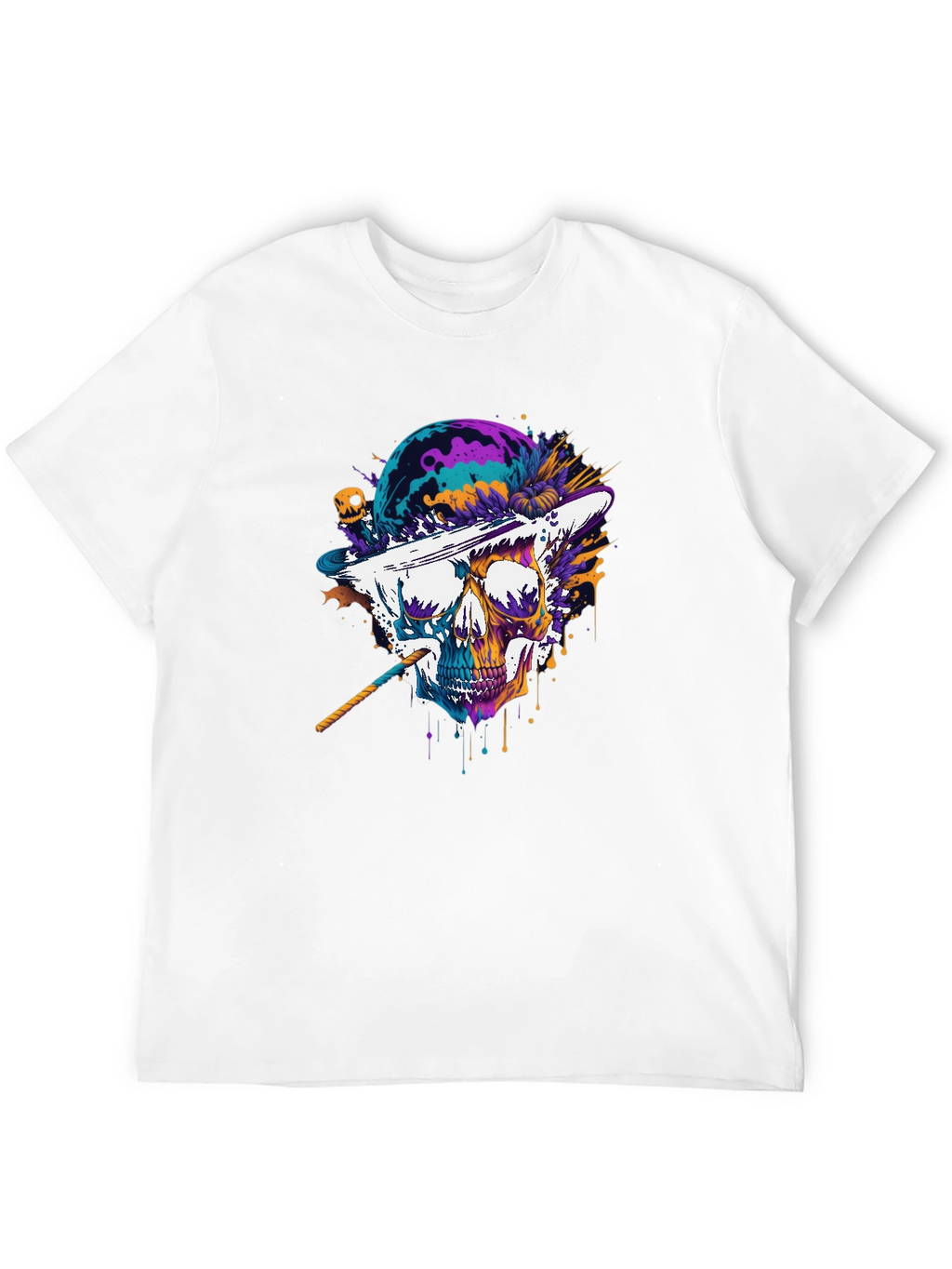 Skull Hat T-Shirt - Vibrant Graphic Tee
