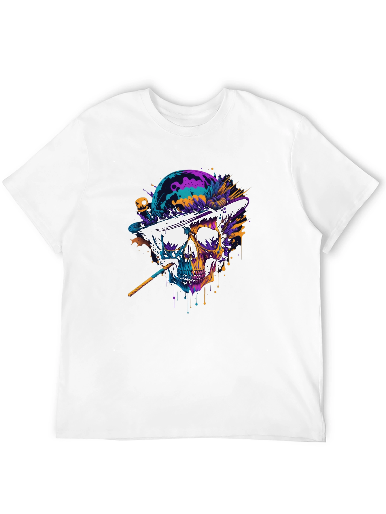 Skull Hat T-Shirt - Vibrant Graphic Tee
