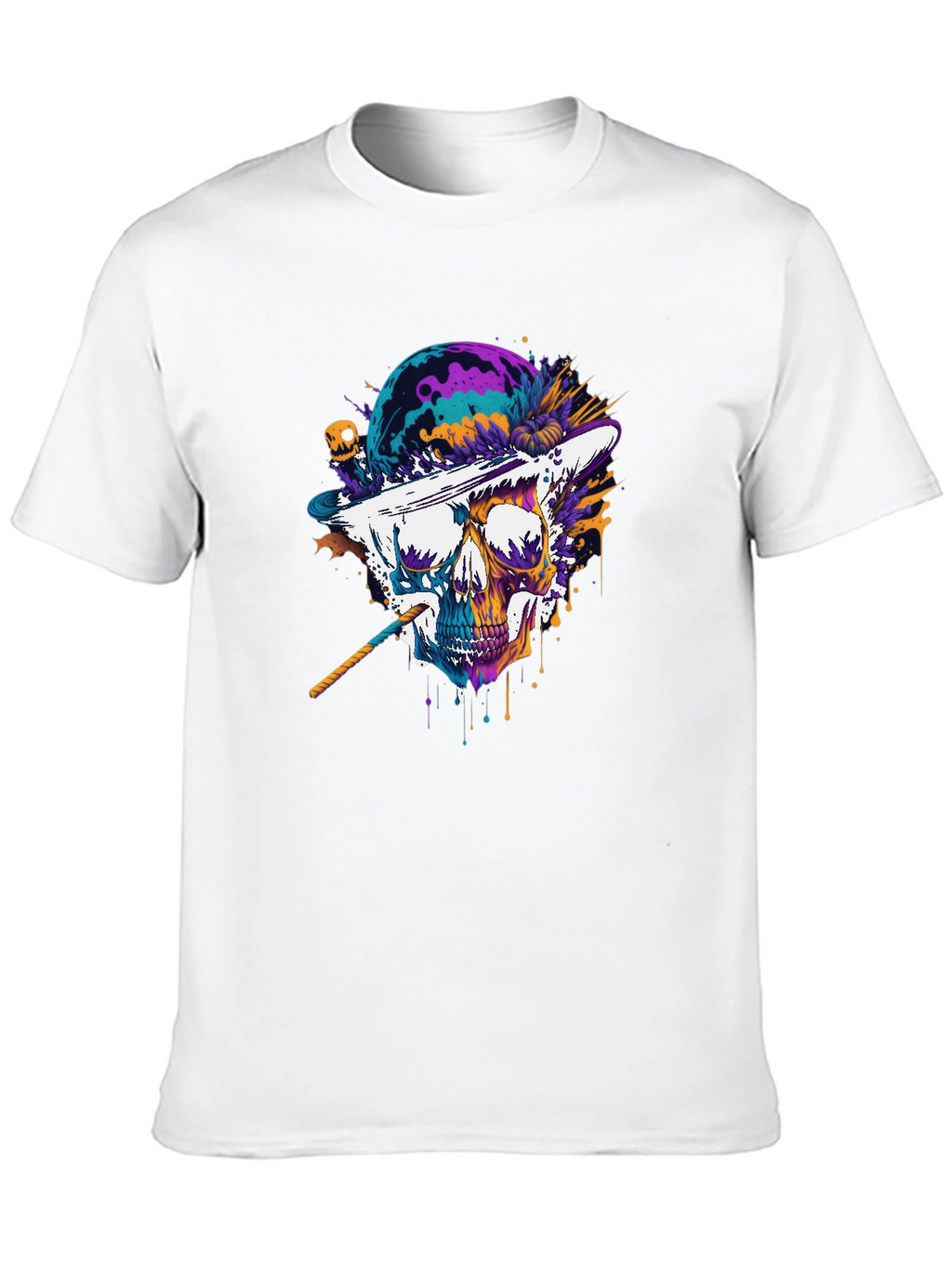 Skull Hat T-Shirt - Vibrant Graphic Tee
