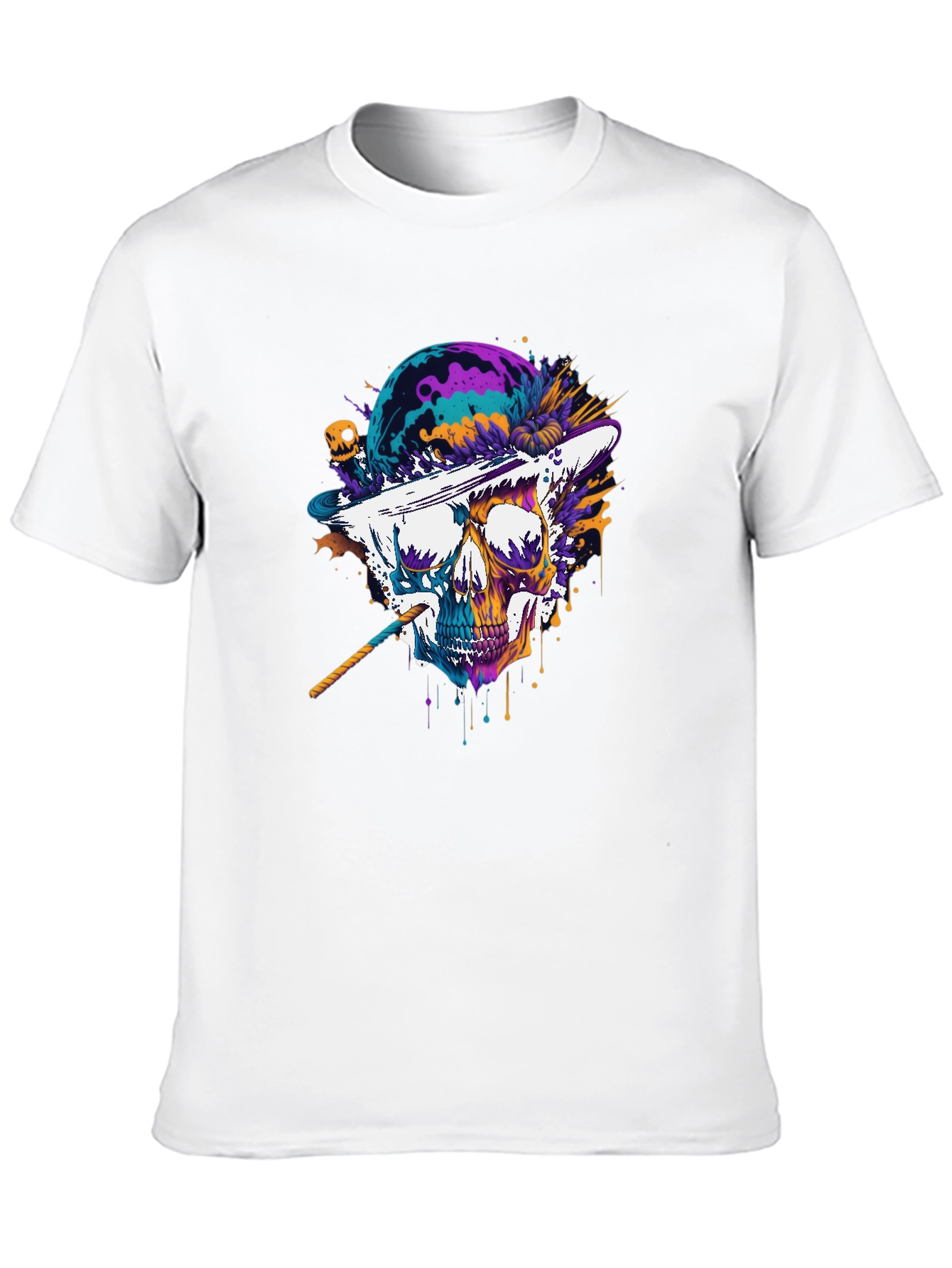 Skull Hat T-Shirt - Vibrant Graphic Tee