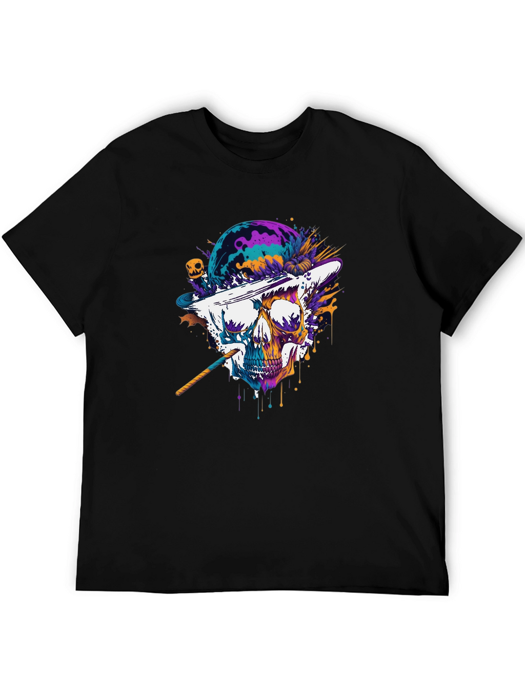 Skull Hat T-Shirt - Vibrant Graphic Tee