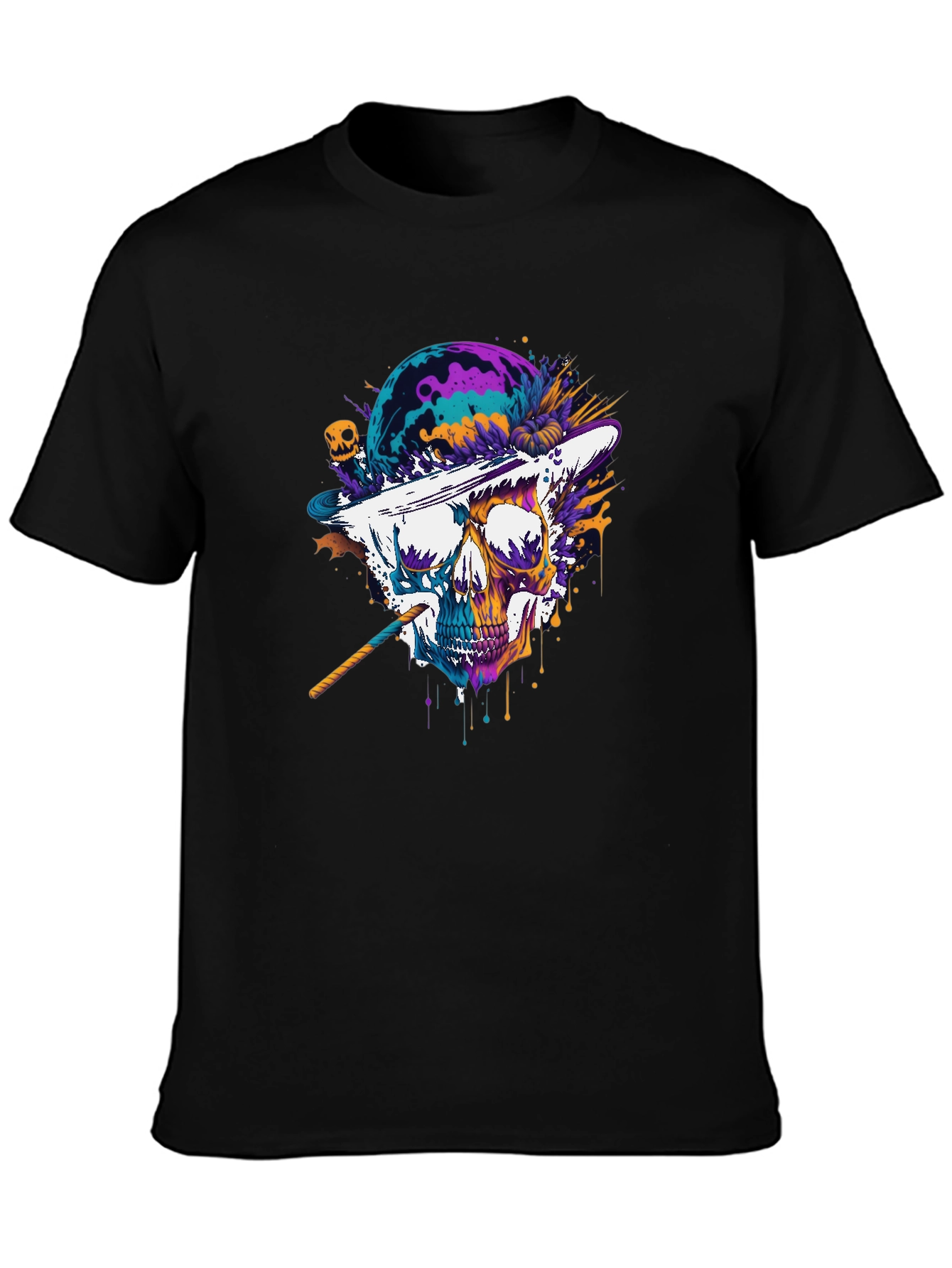 Skull Hat T-Shirt - Vibrant Graphic Tee