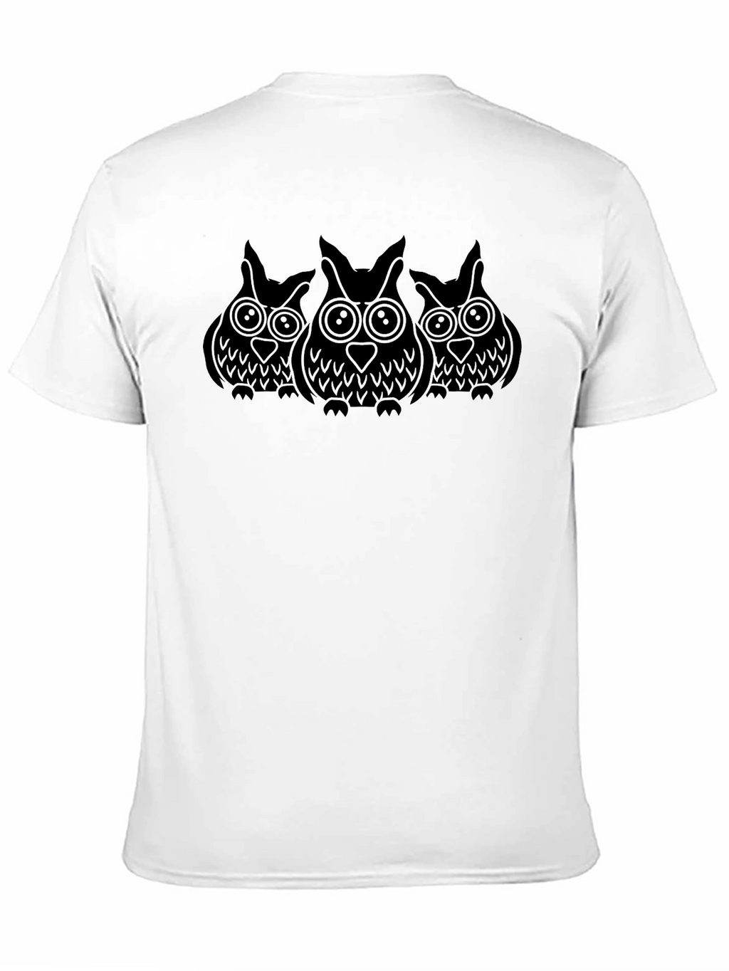 Owl Trio Graphic Tee - Black Cotton Comfort