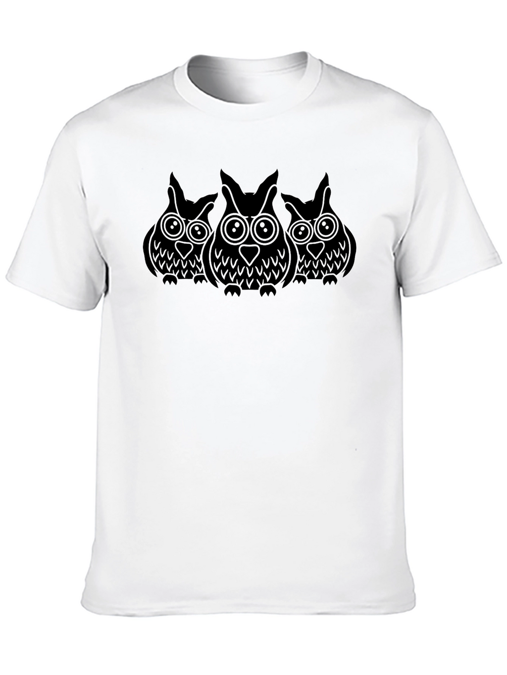 Owl Trio Graphic Tee - Black Cotton Comfort