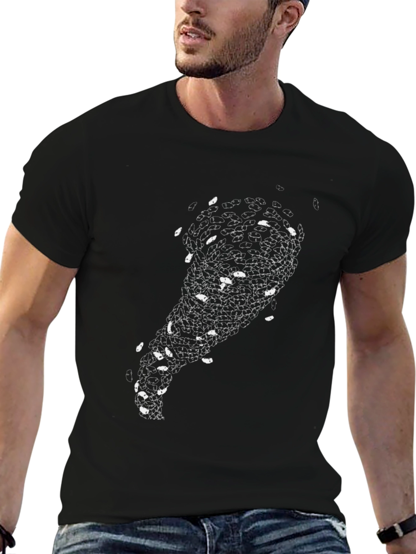 Mens Black Graphic Tee - Abstract Eye Design