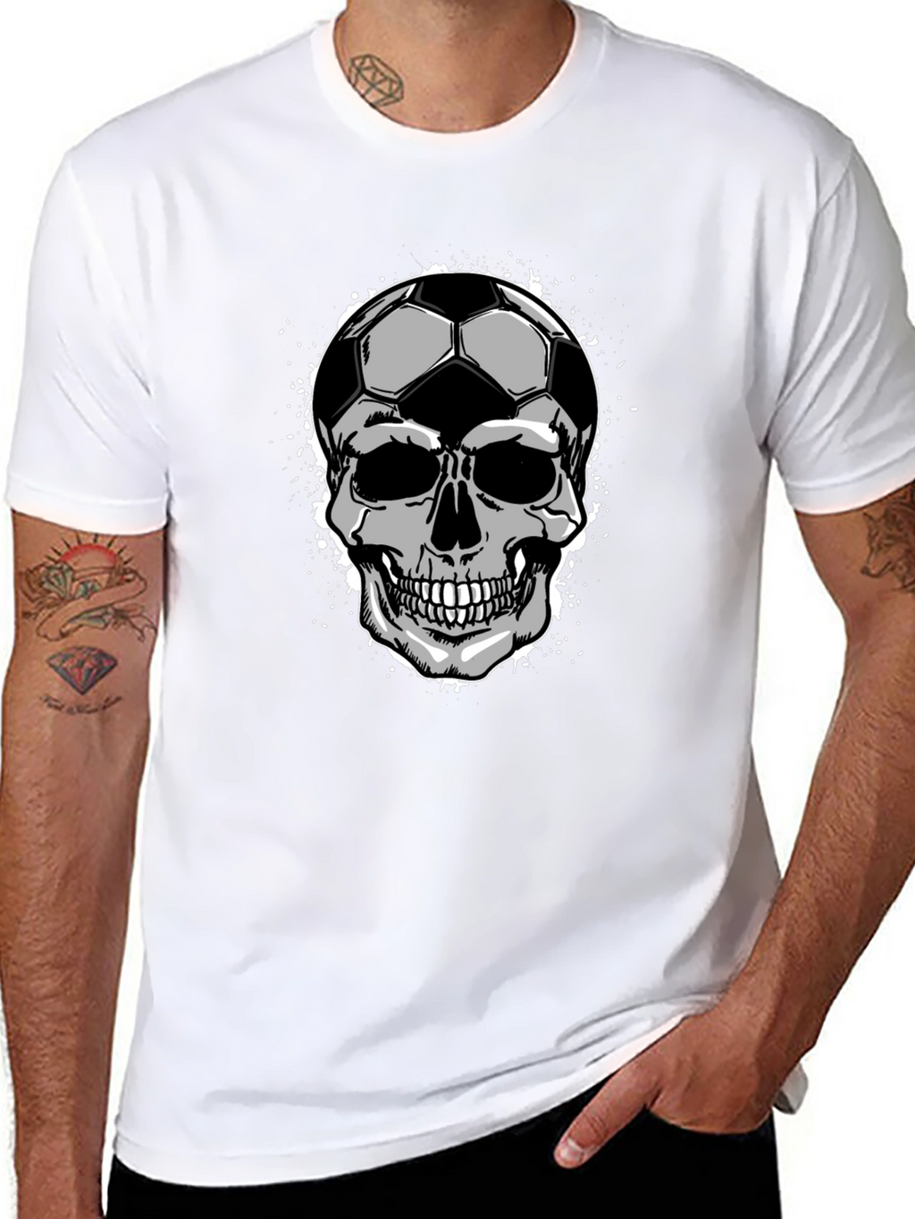 Soccer Ball Skull Graphic Tee - Mens Black T-Shirt