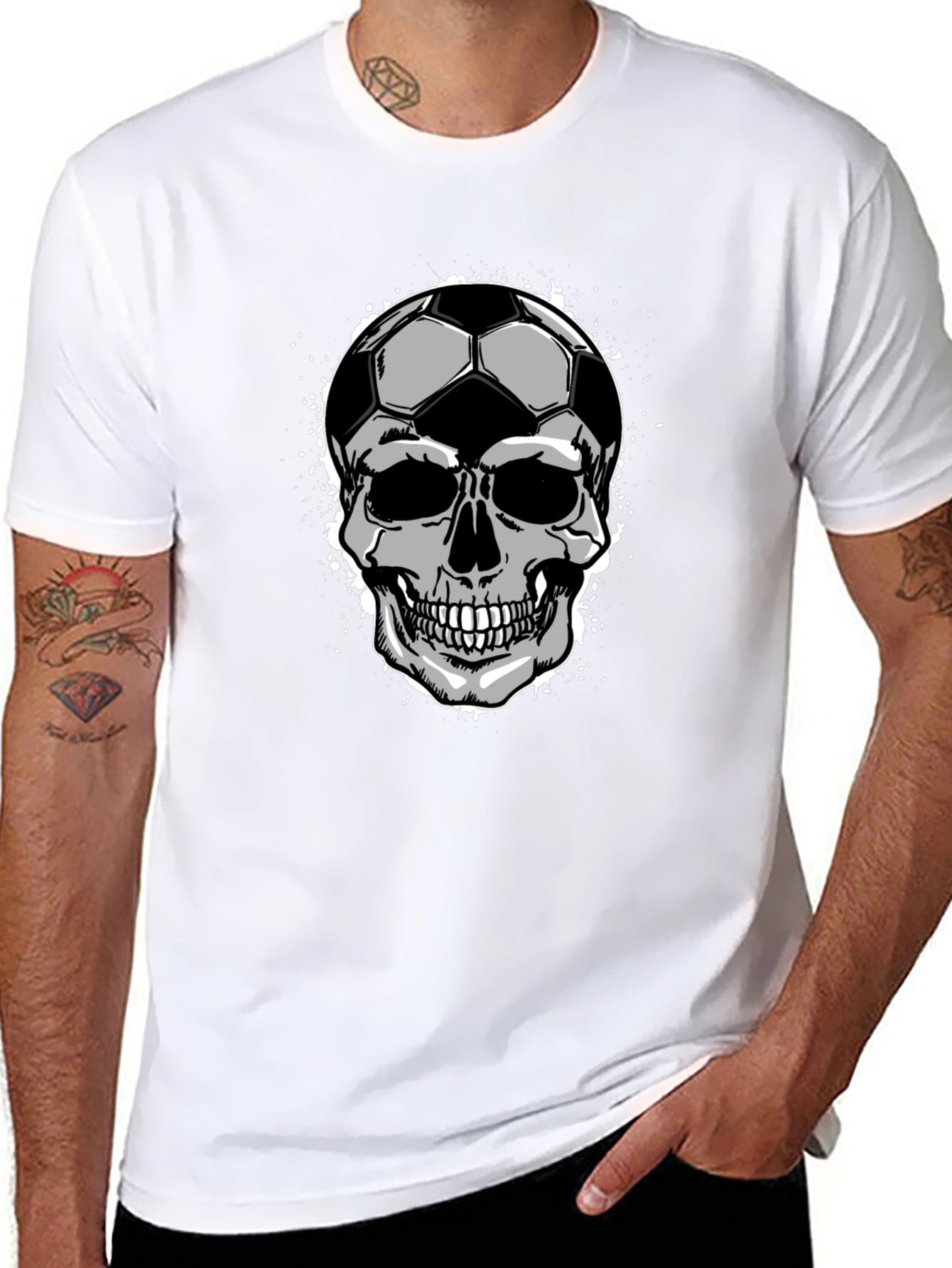 Soccer Ball Skull Graphic Tee - Mens Black T-Shirt