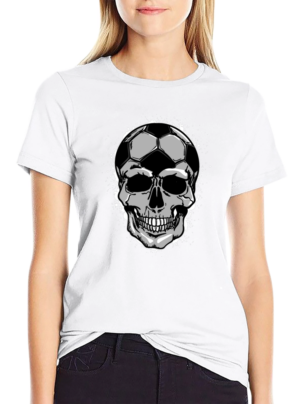 Soccer Ball Skull Graphic Tee - Mens Black T-Shirt