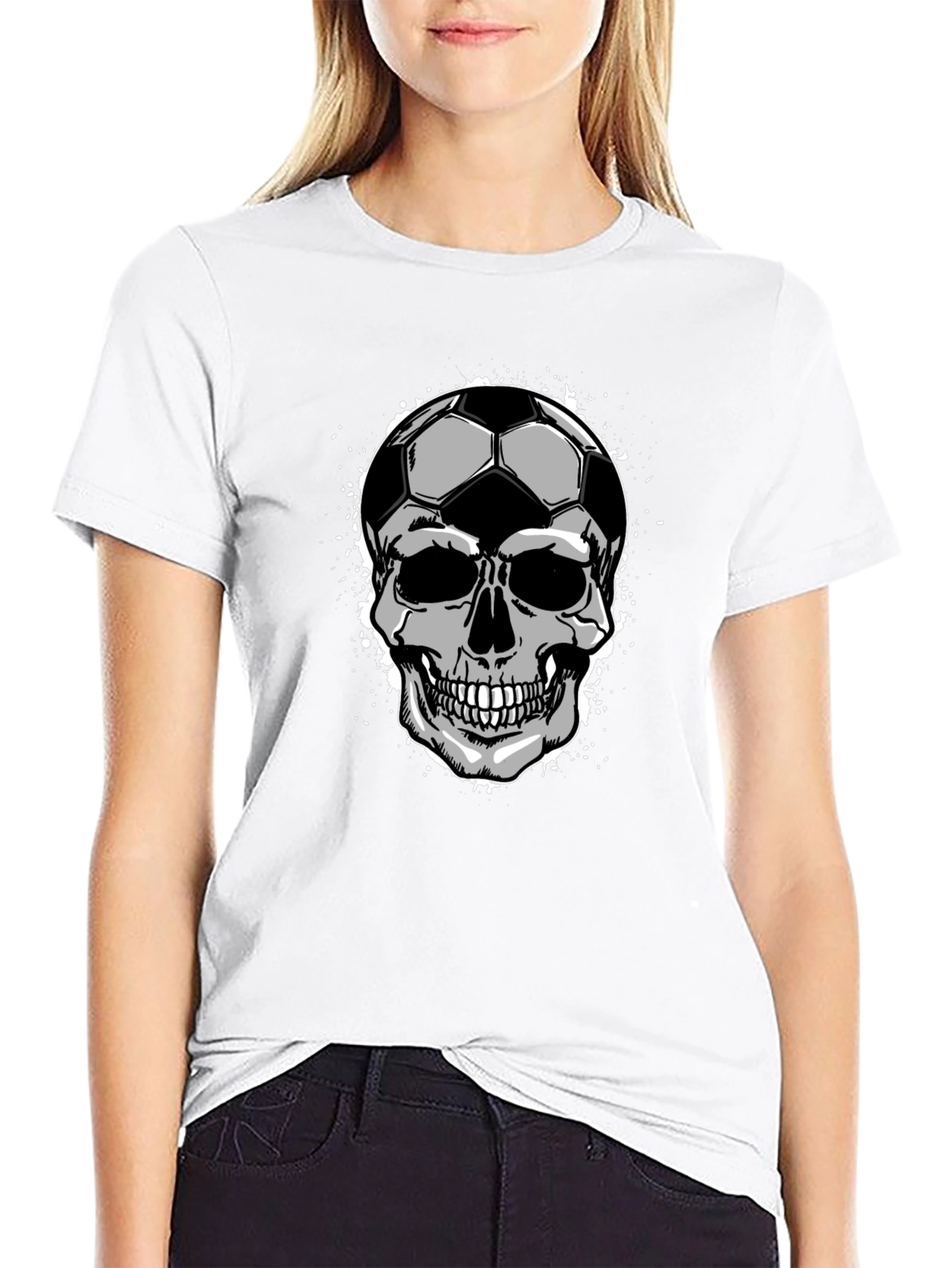 Soccer Ball Skull Graphic Tee - Mens Black T-Shirt