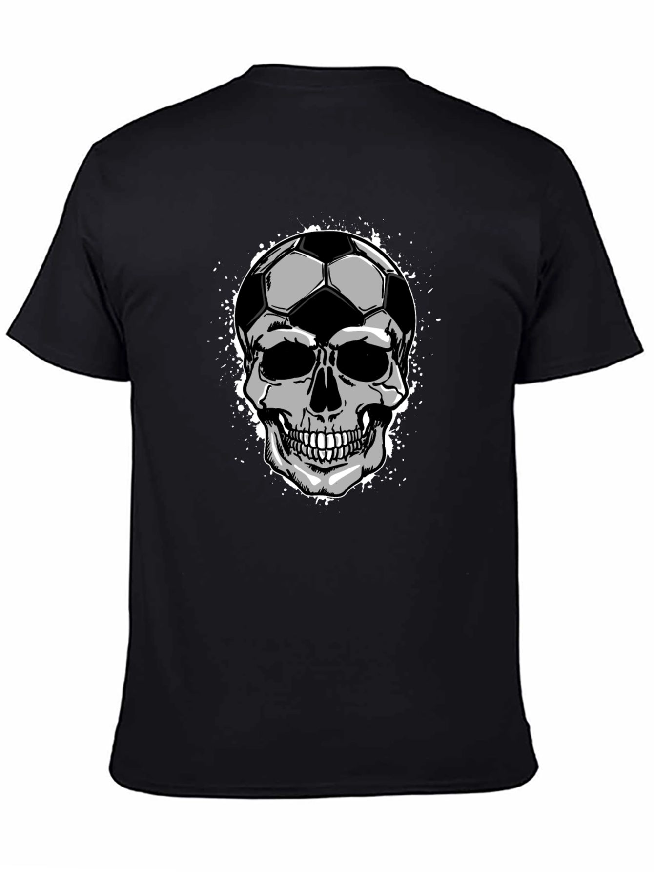Soccer Ball Skull Graphic Tee - Mens Black T-Shirt