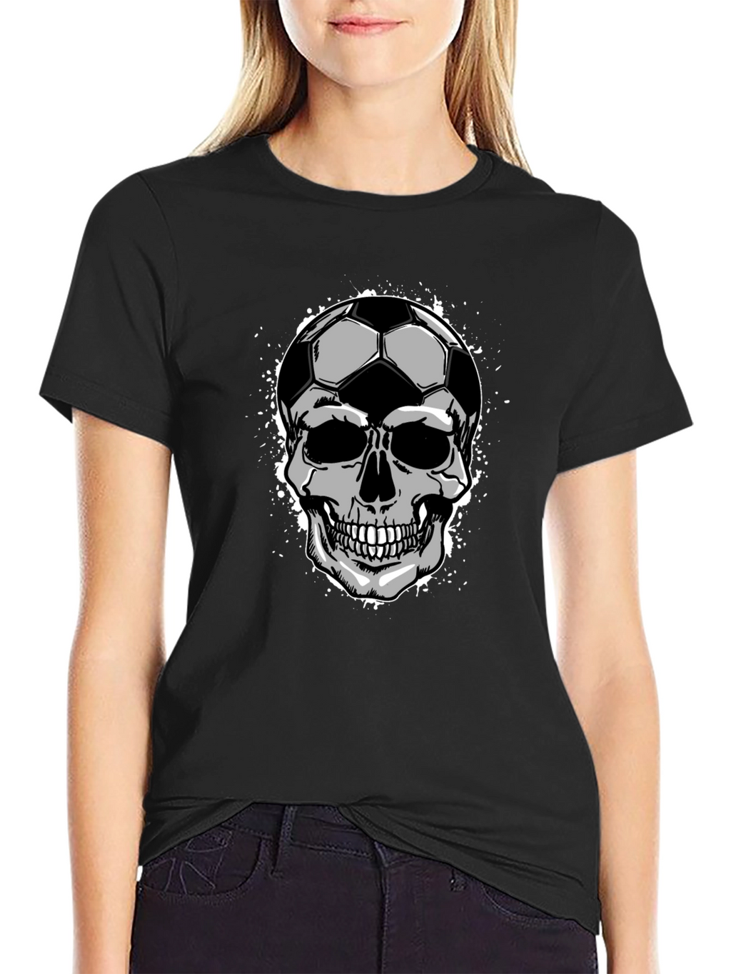 Soccer Ball Skull Graphic Tee - Mens Black T-Shirt