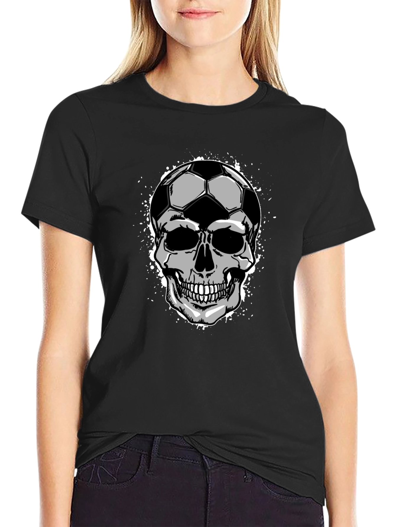 Soccer Ball Skull Graphic Tee - Mens Black T-Shirt