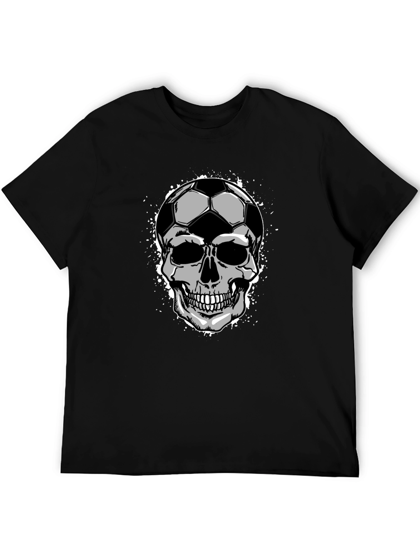 Soccer Ball Skull Graphic Tee - Mens Black T-Shirt