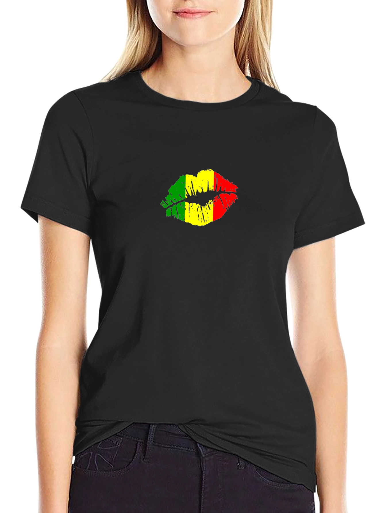 Rasta Lips Graphic Black T-Shirt