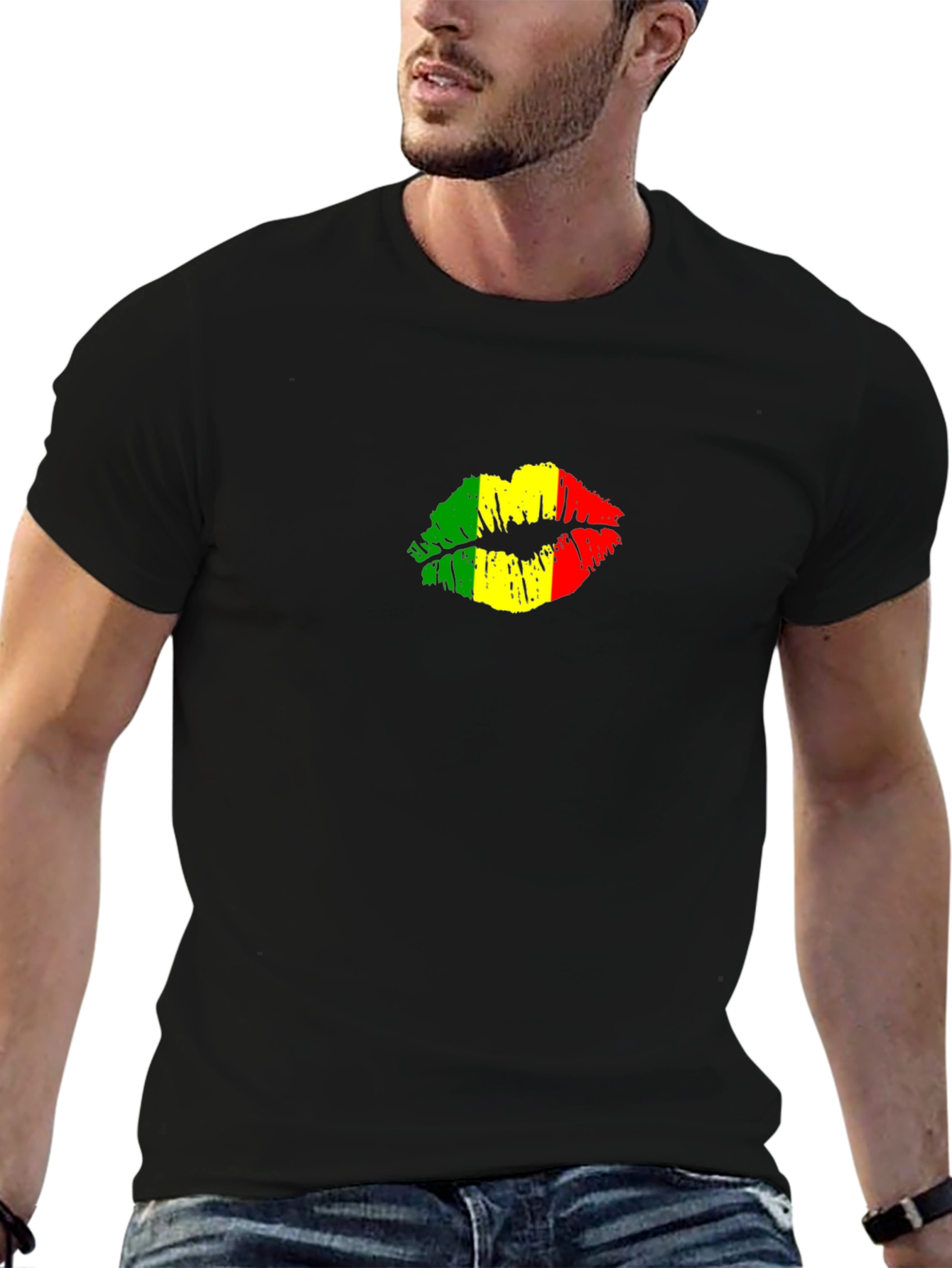Rasta Lips Graphic Black T-Shirt