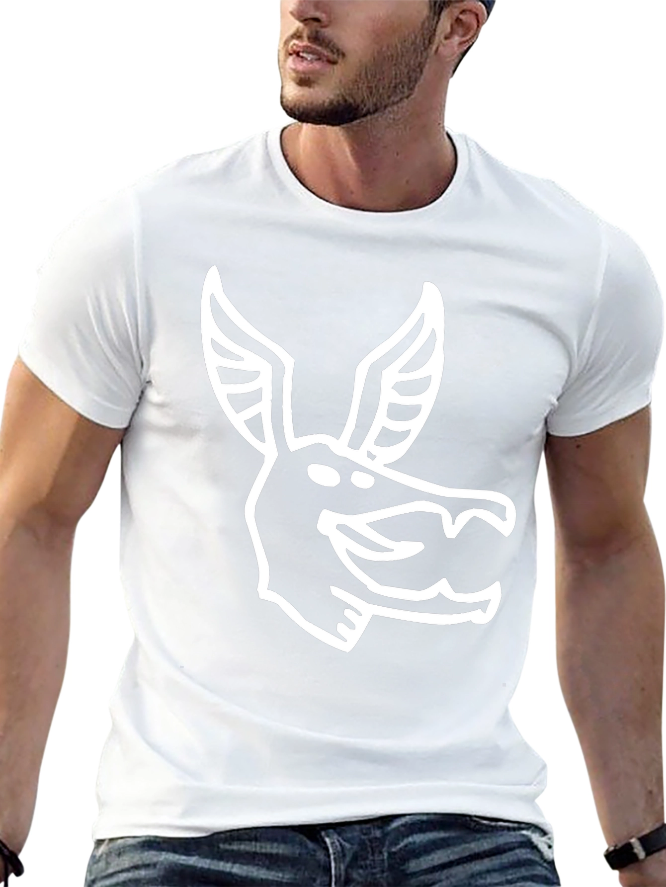 Stylized Animal Graphic Print Black T-Shirt