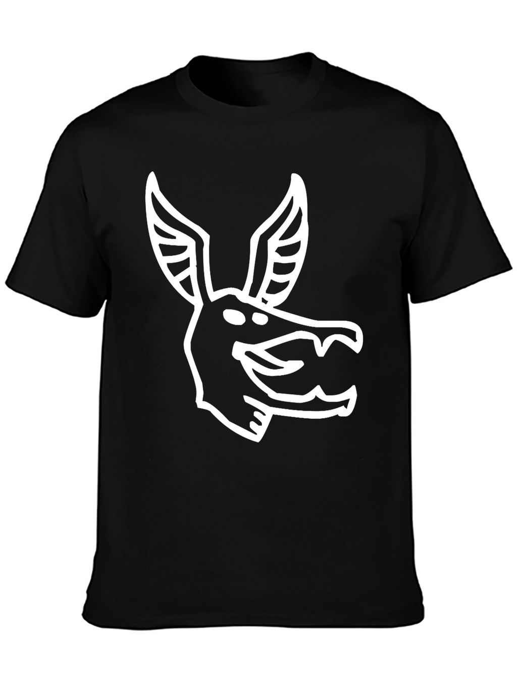 Stylized Animal Graphic Print Black T-Shirt