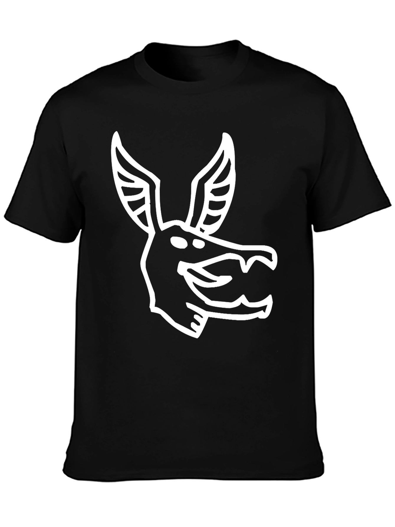 Stylized Animal Graphic Print Black T-Shirt
