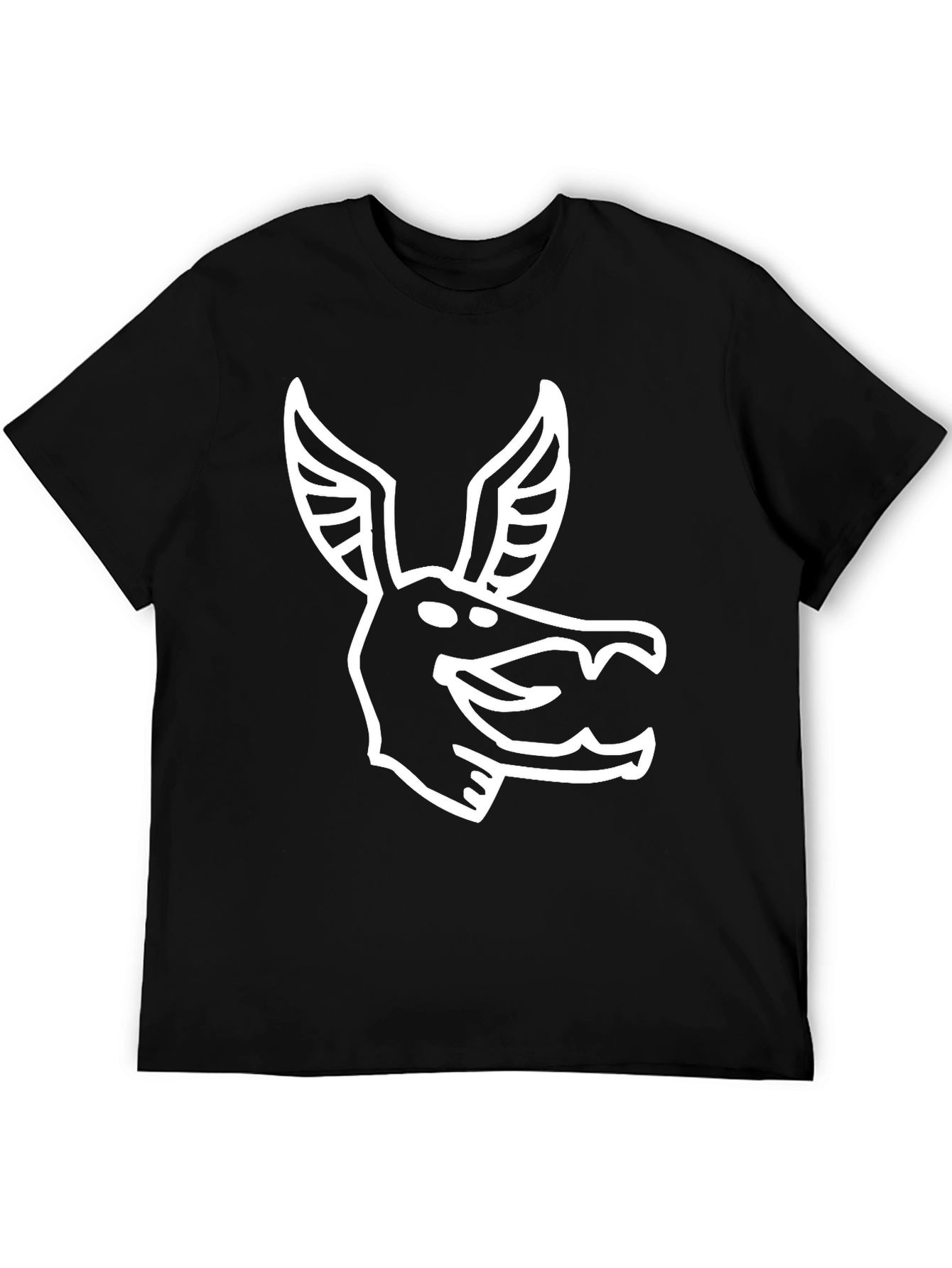 Stylized Animal Graphic Print Black T-Shirt