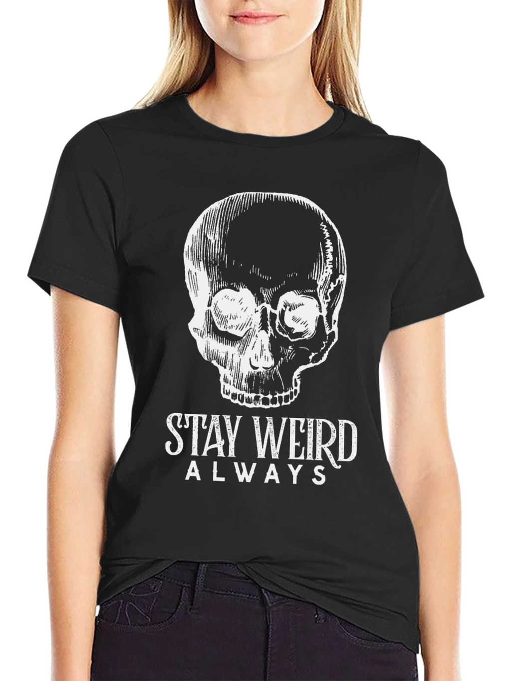 Stay Weird T-Shirt: Skull Design Comfy Cotton Blend