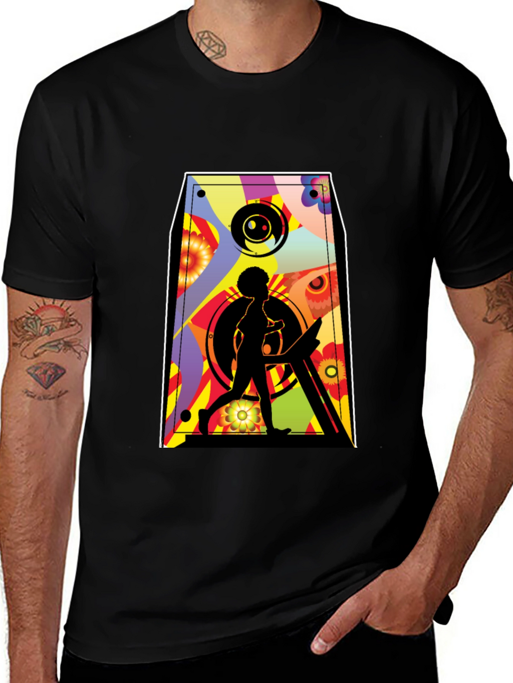 Retro Speaker Graphic Tee - Black Cotton Blend