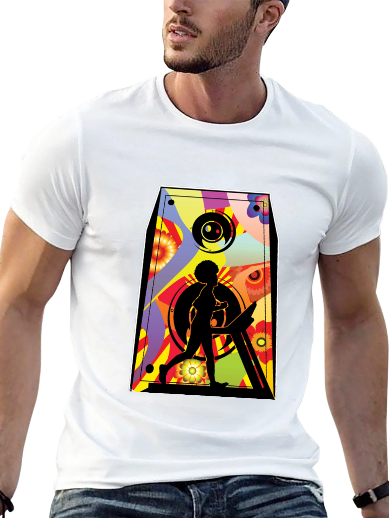 Retro Speaker Graphic Tee - Black Cotton Blend