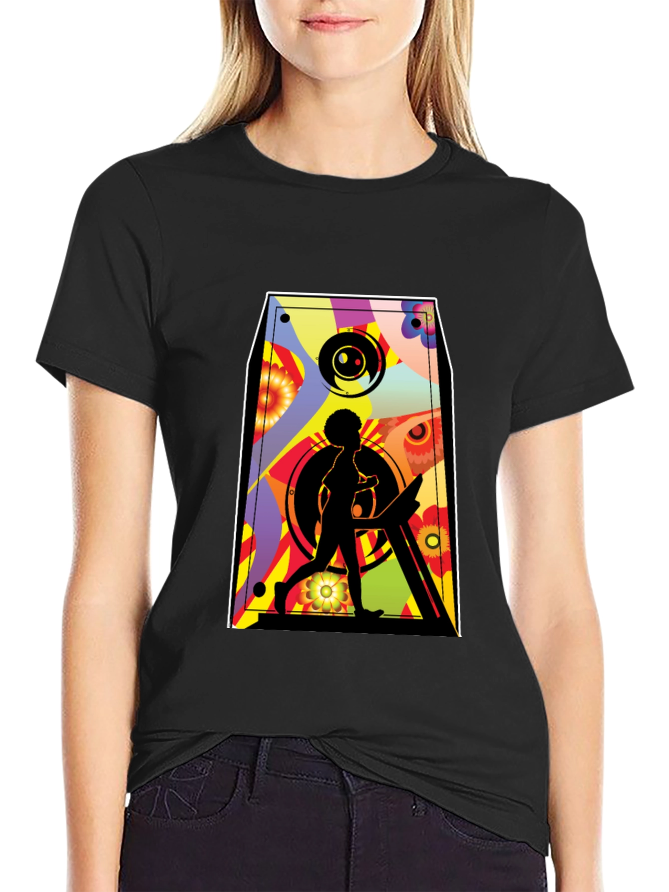 Retro Speaker Graphic Tee - Black Cotton Blend