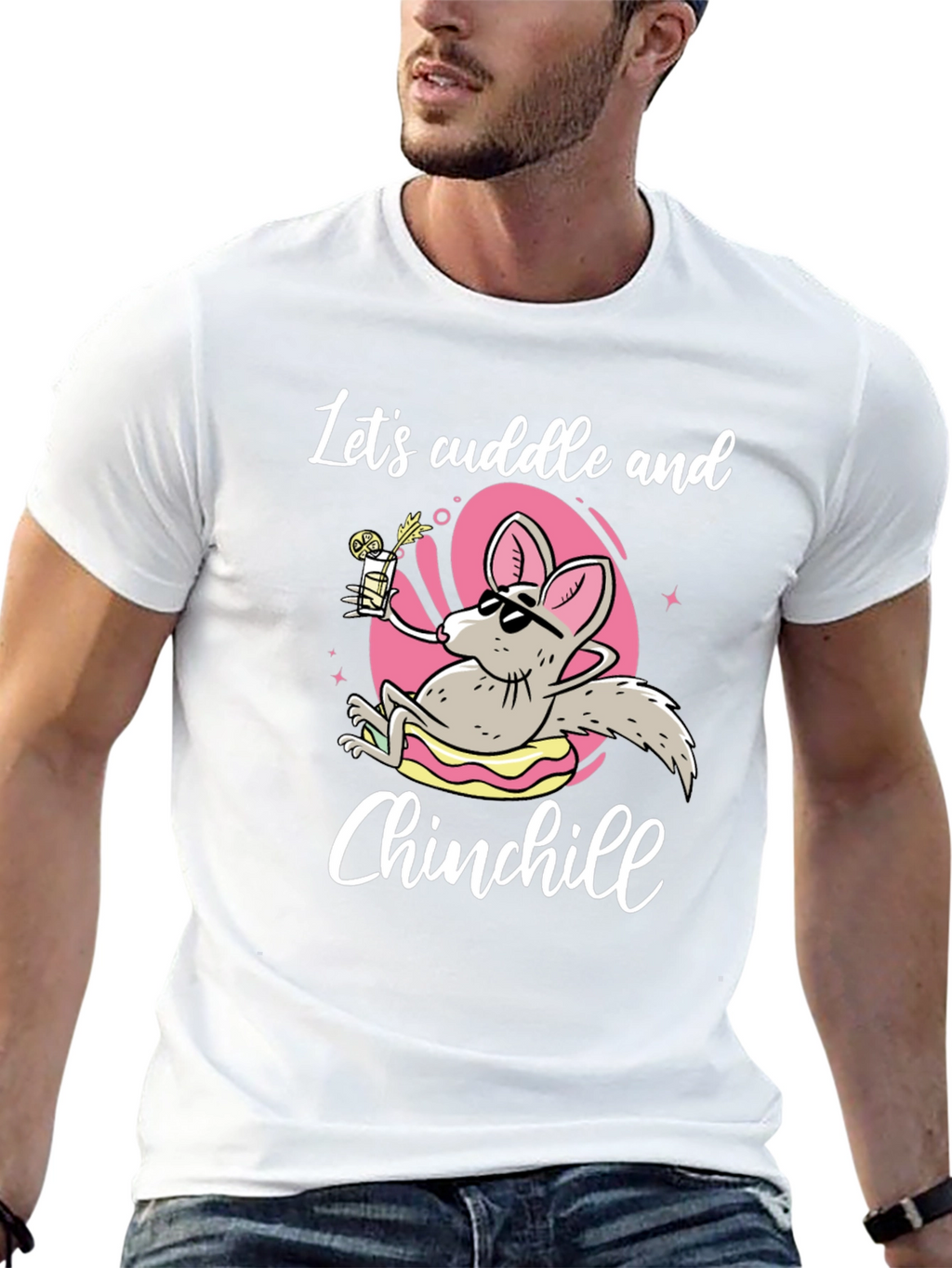 Lets Cuddle and Chinchill T-Shirt - Black Cotton Tee