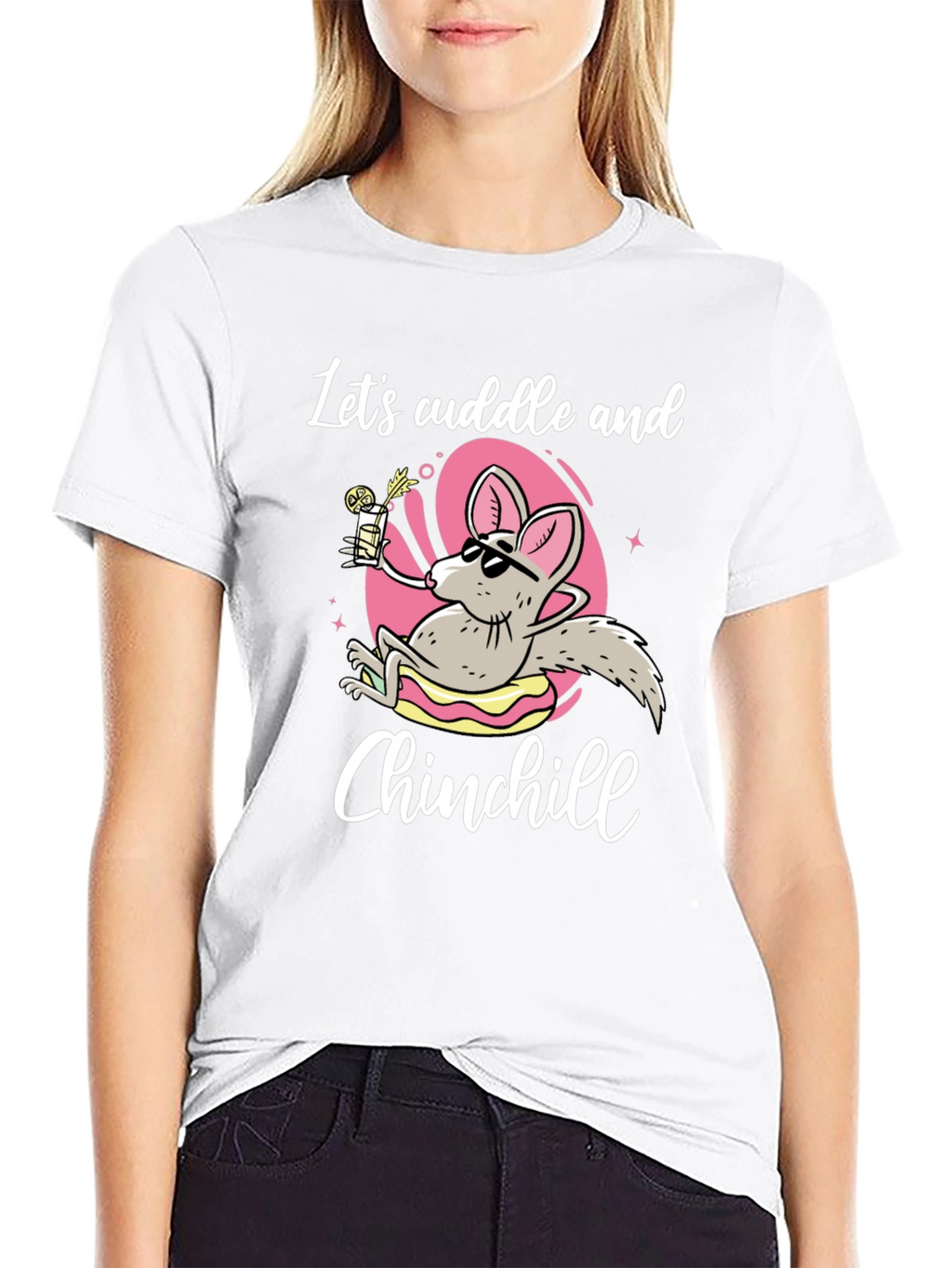 Lets Cuddle and Chinchill T-Shirt - Black Cotton Tee