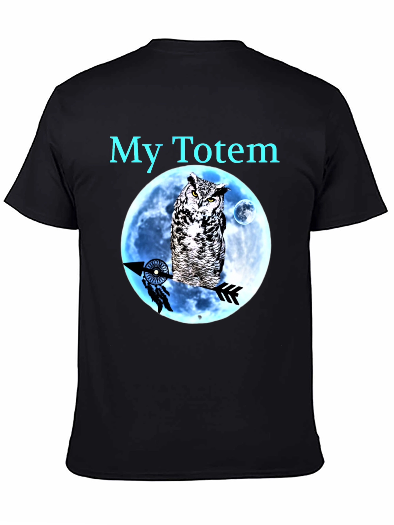 My Totem Owl Moon T-Shirt - Black Cotton Graphic Tee